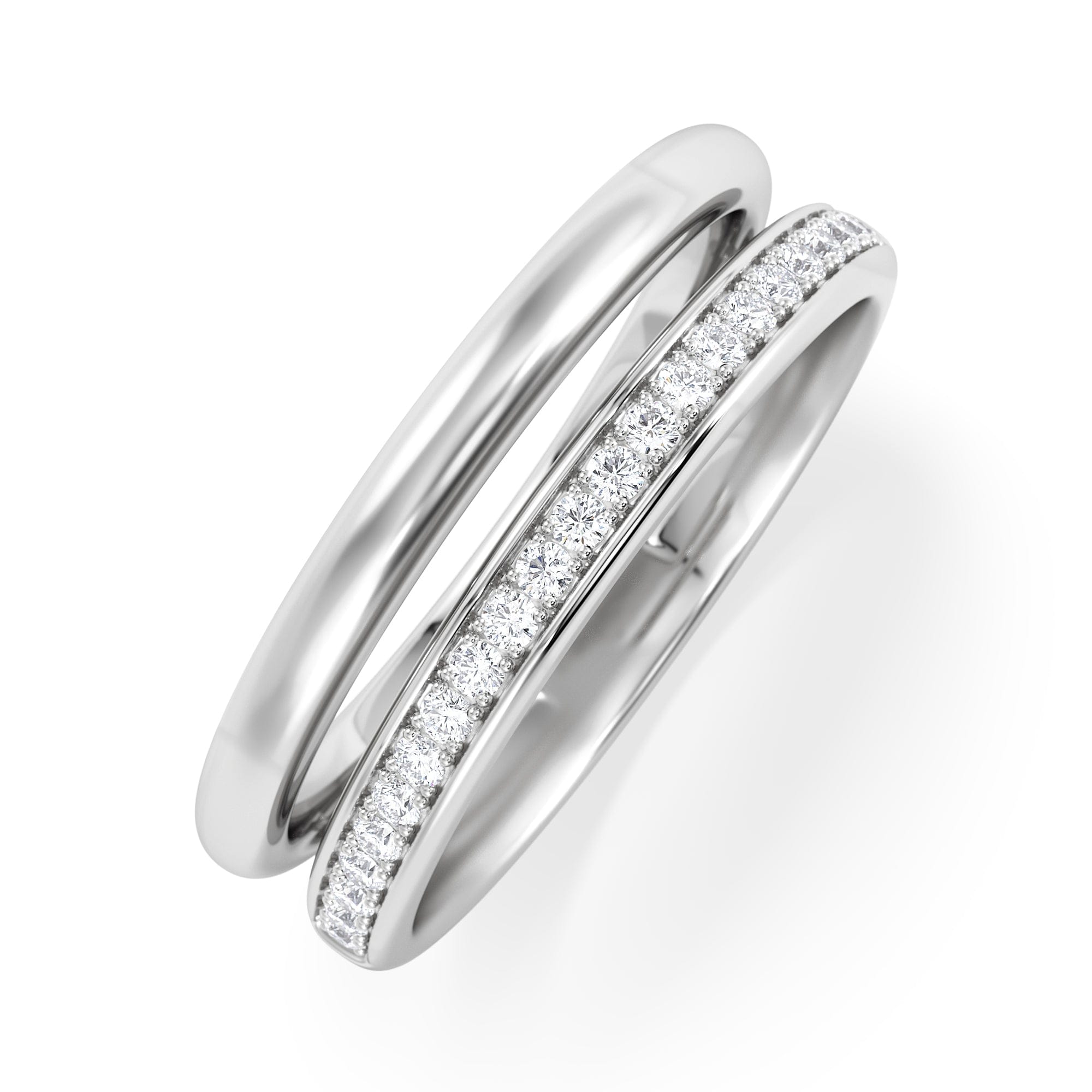 Diamond Duo Curve 0.10ct Lab Diamond Stacking Ring in Sterling Silver