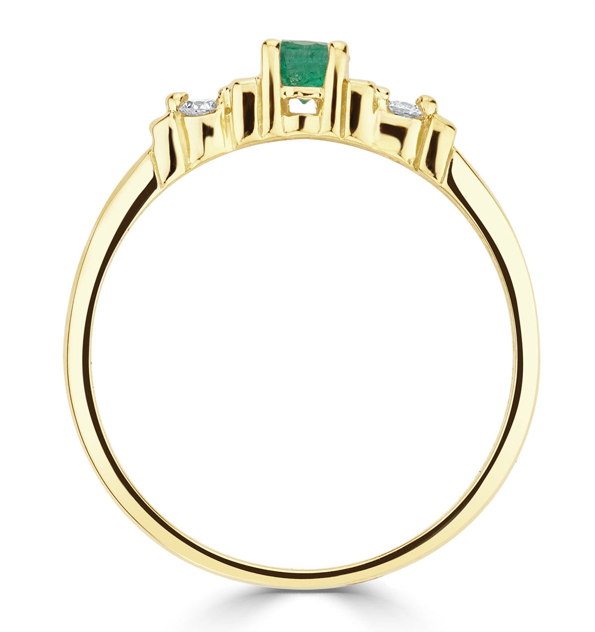 Diamond Emerald 3.75 mm And Diamond 9K Gold Ring