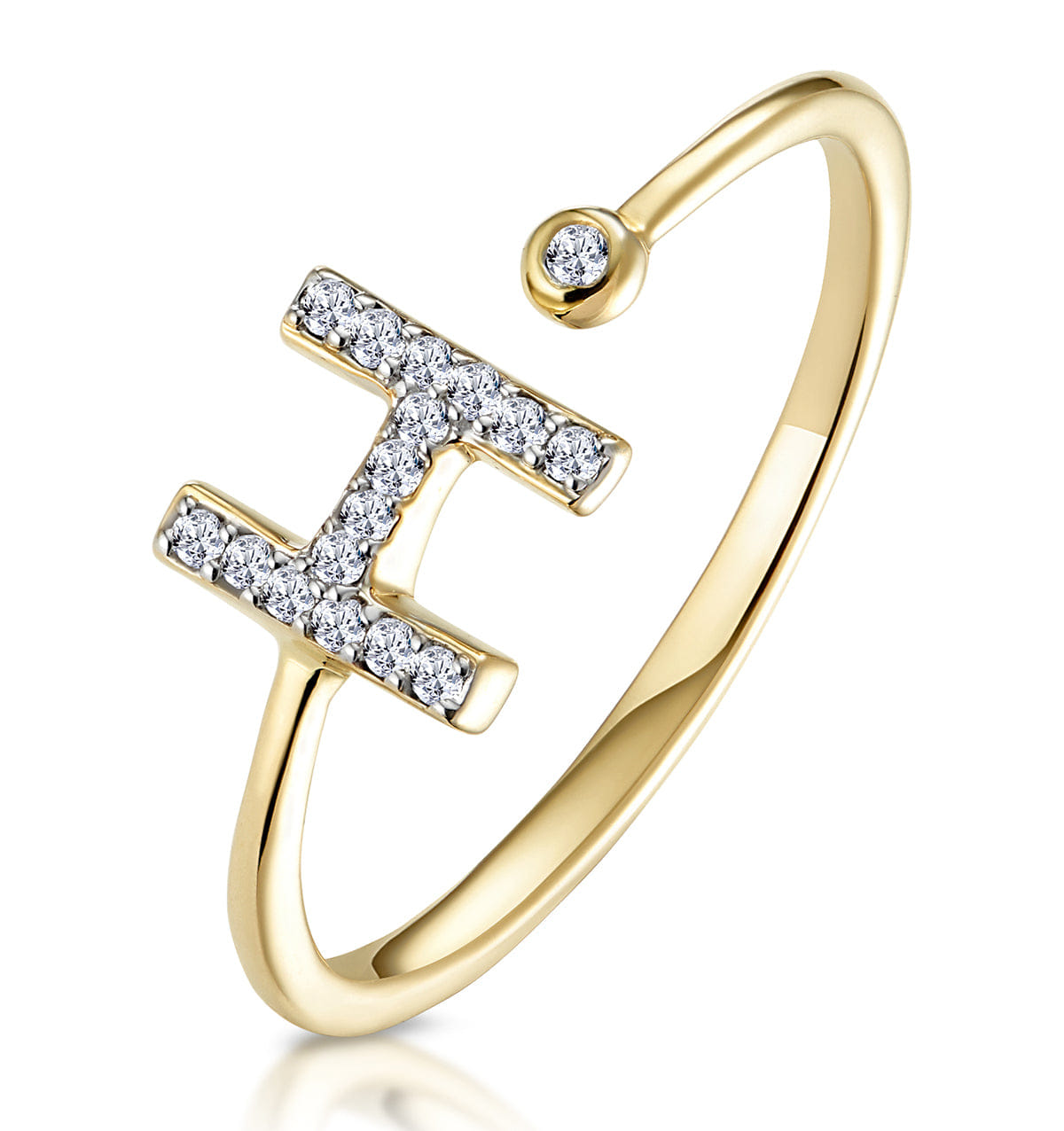 Diamond Initial H Ring 0.07ct set in 9K Gold