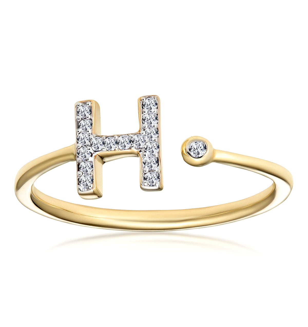 Diamond Initial H Ring 0.07ct set in 9K Gold