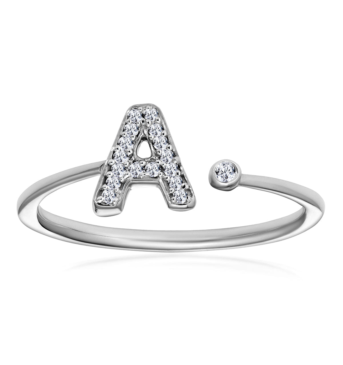 Diamond Initial A Ring 0.07ct set in 9K White Gold