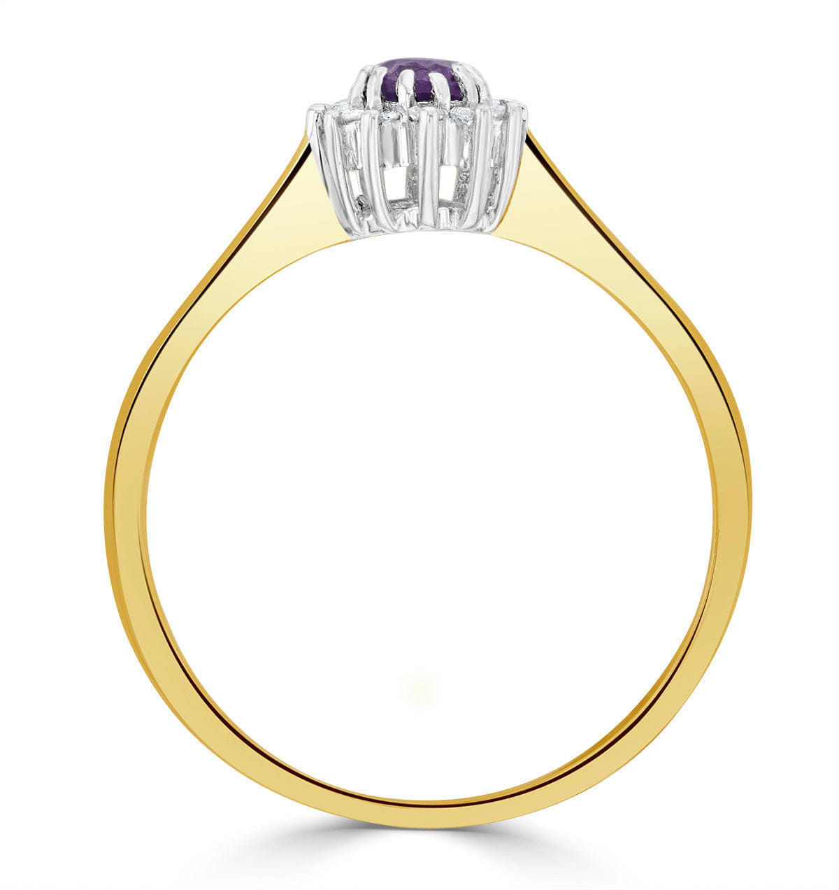 Diamond Amethsyt 0.15ct And Diamond 9K Gold Ring