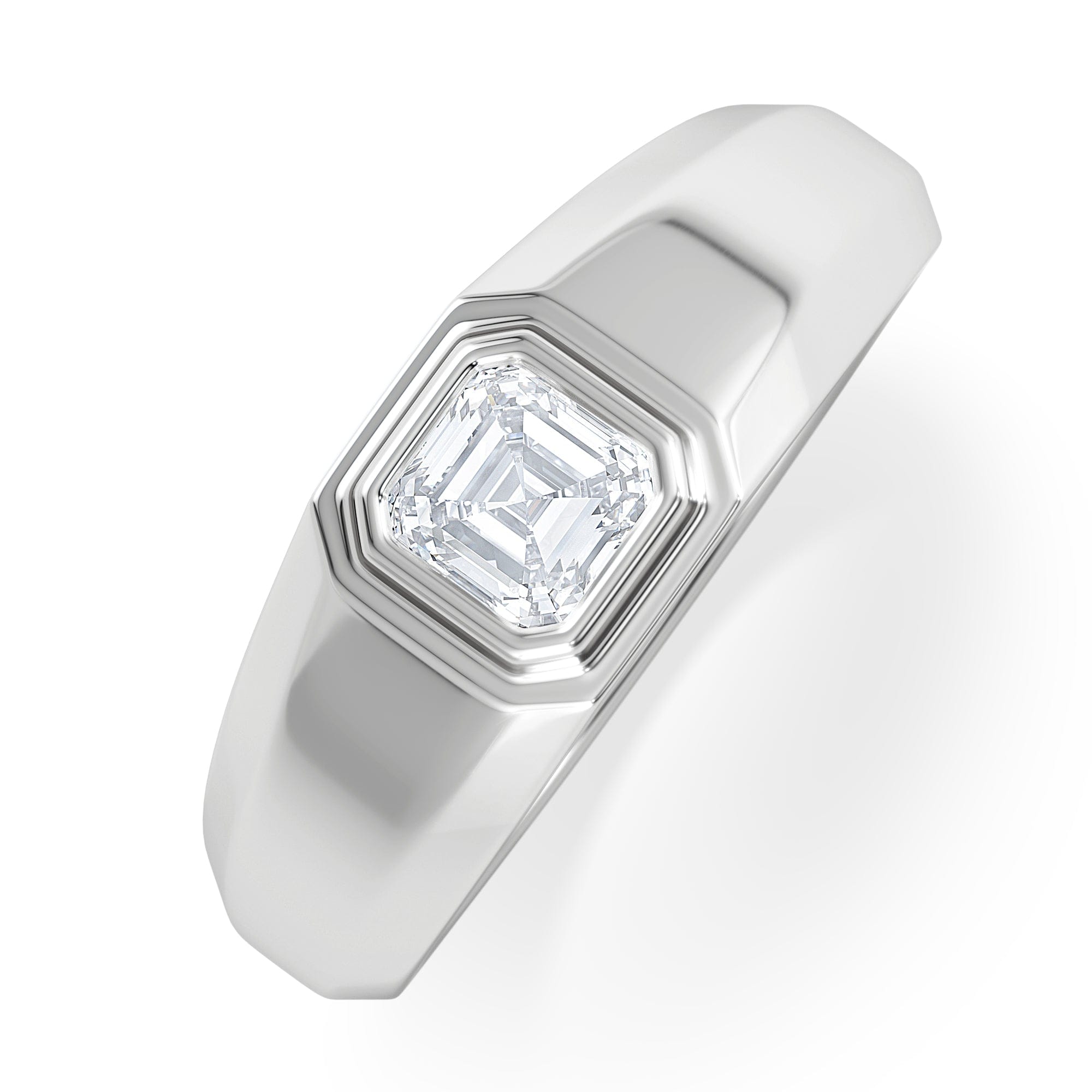 Diamond Axis Men's 0.50ct Asscher Cut Lab Diamond Signet Ring in Sterling Silver