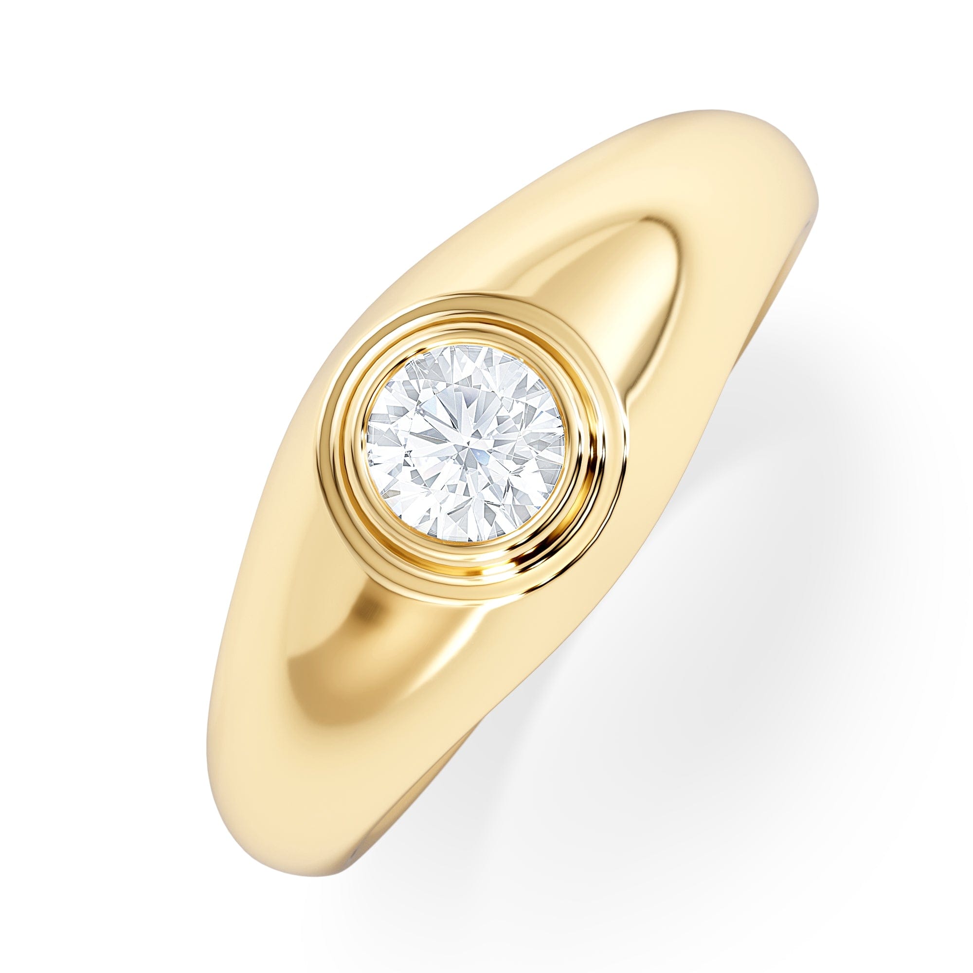 Diamond Axis Men's 0.50ct Round Cut Lab Diamond Signet Ring in 18K Gold Vermeil