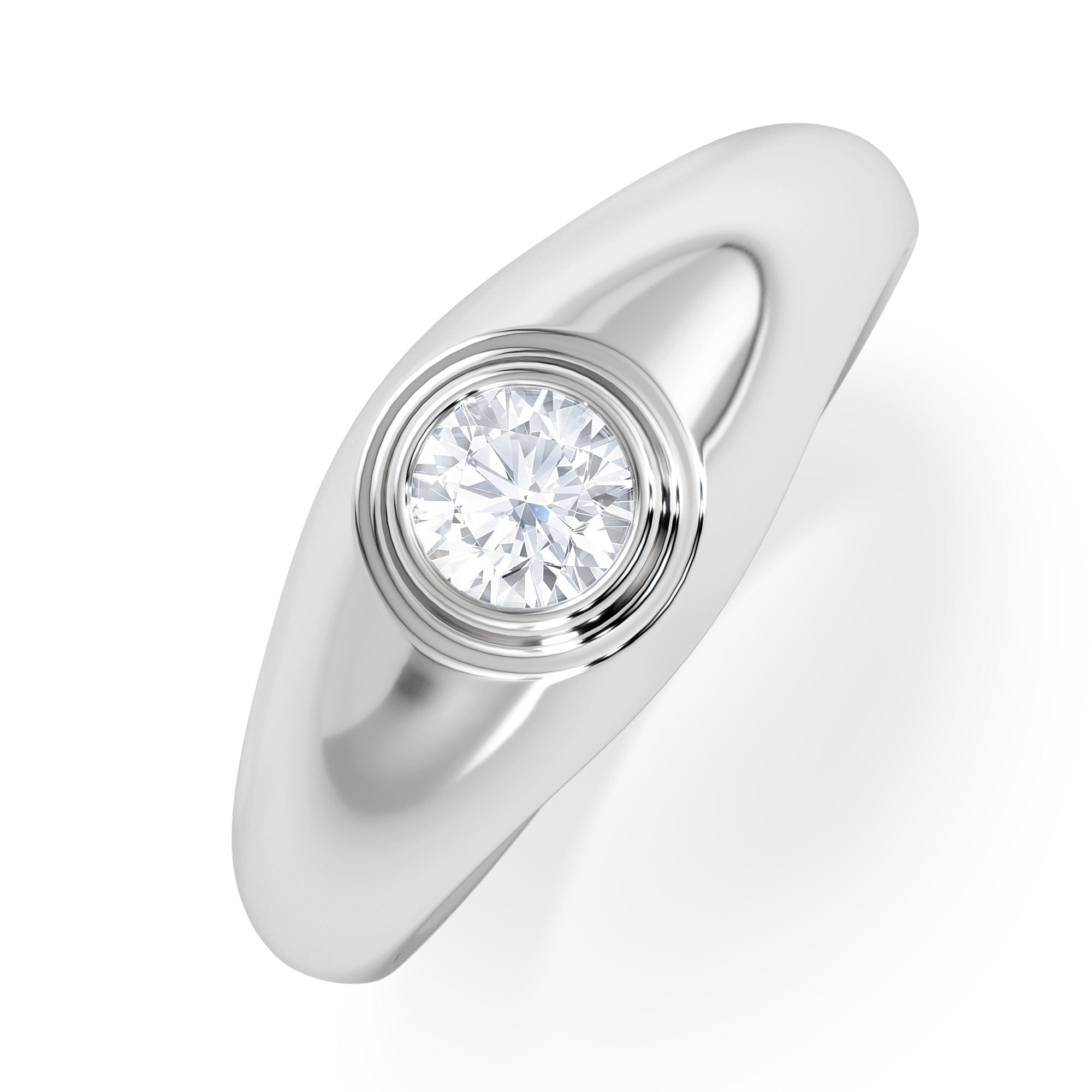 Diamond Axis Men's 0.50ct Round Cut Lab Diamond Signet Ring in Sterling Silver