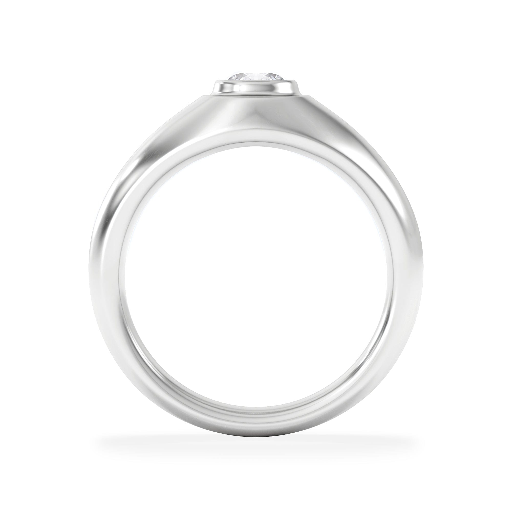 Diamond Axis Men's 0.50ct Round Cut Lab Diamond Signet Ring in Sterling Silver