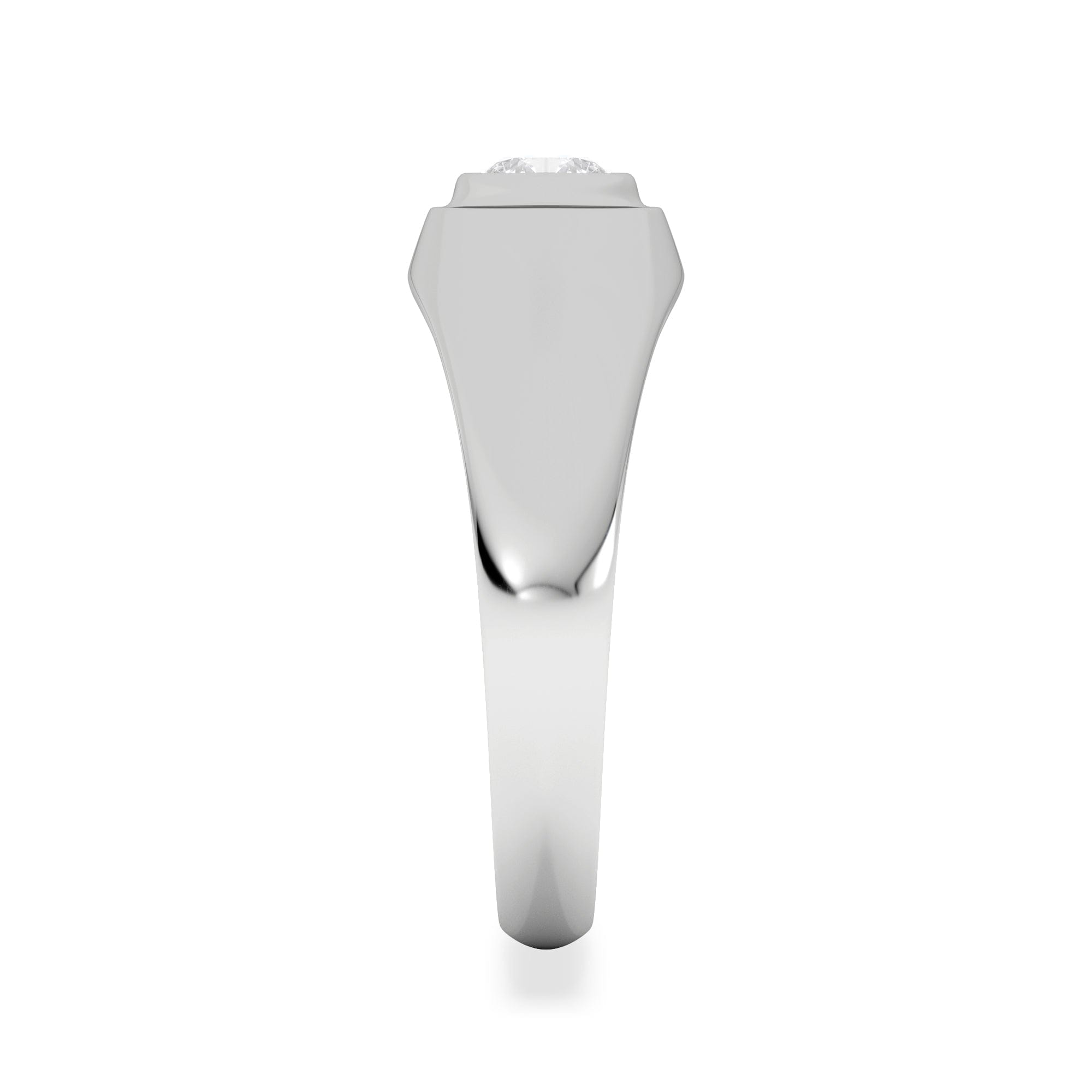 Diamond Axis Men's 0.50ct Round Cut Lab Diamond Signet Ring in Sterling Silver