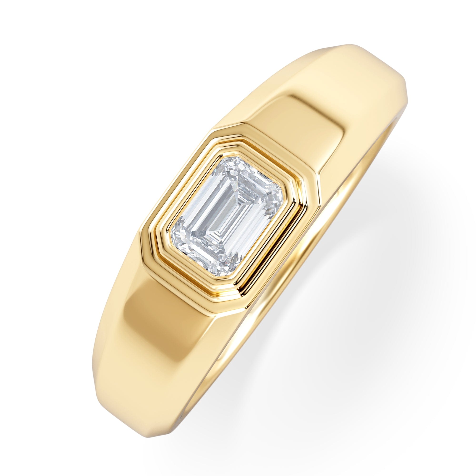 Diamond Axis Men's 0.50ct Emerald Cut Lab Diamond Signet Ring in 18K Gold Vermeil