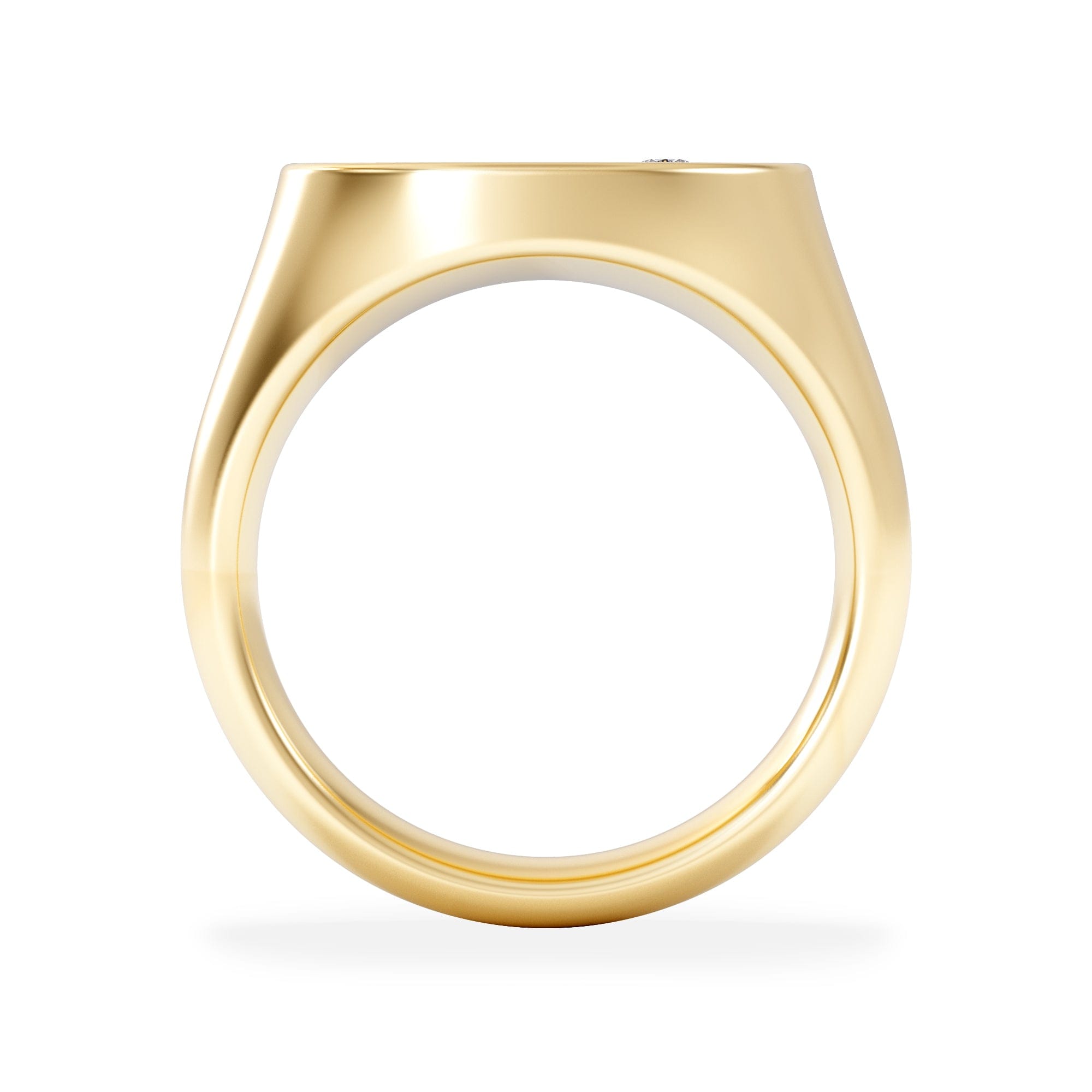 Diamond Crest 0.03ct Lab Diamond Men's Round Signet Ring in 18K Yellow Gold Vermeil