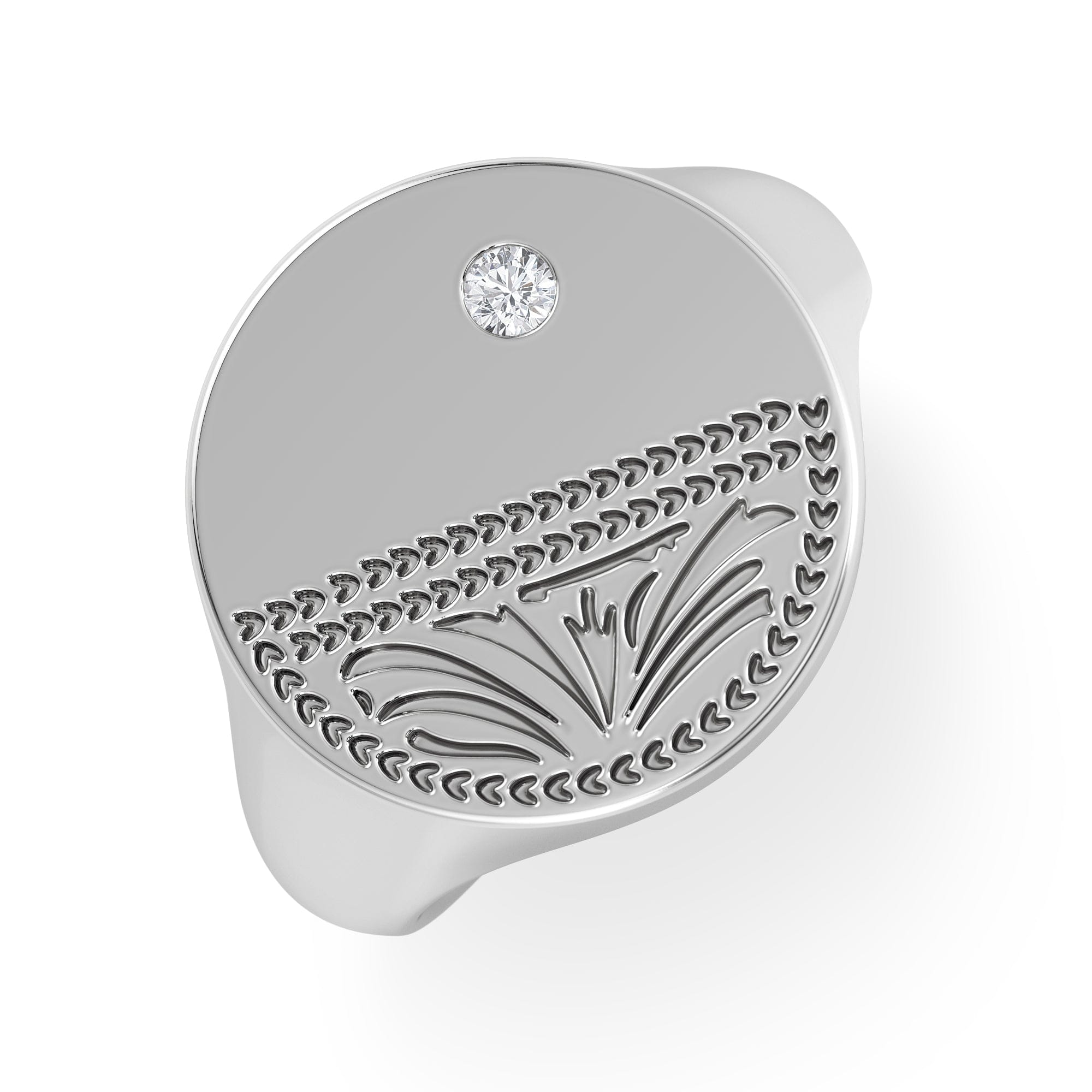 Diamond Crest 0.03ct Lab Diamond Men's Round Signet Ring in Sterling Silver