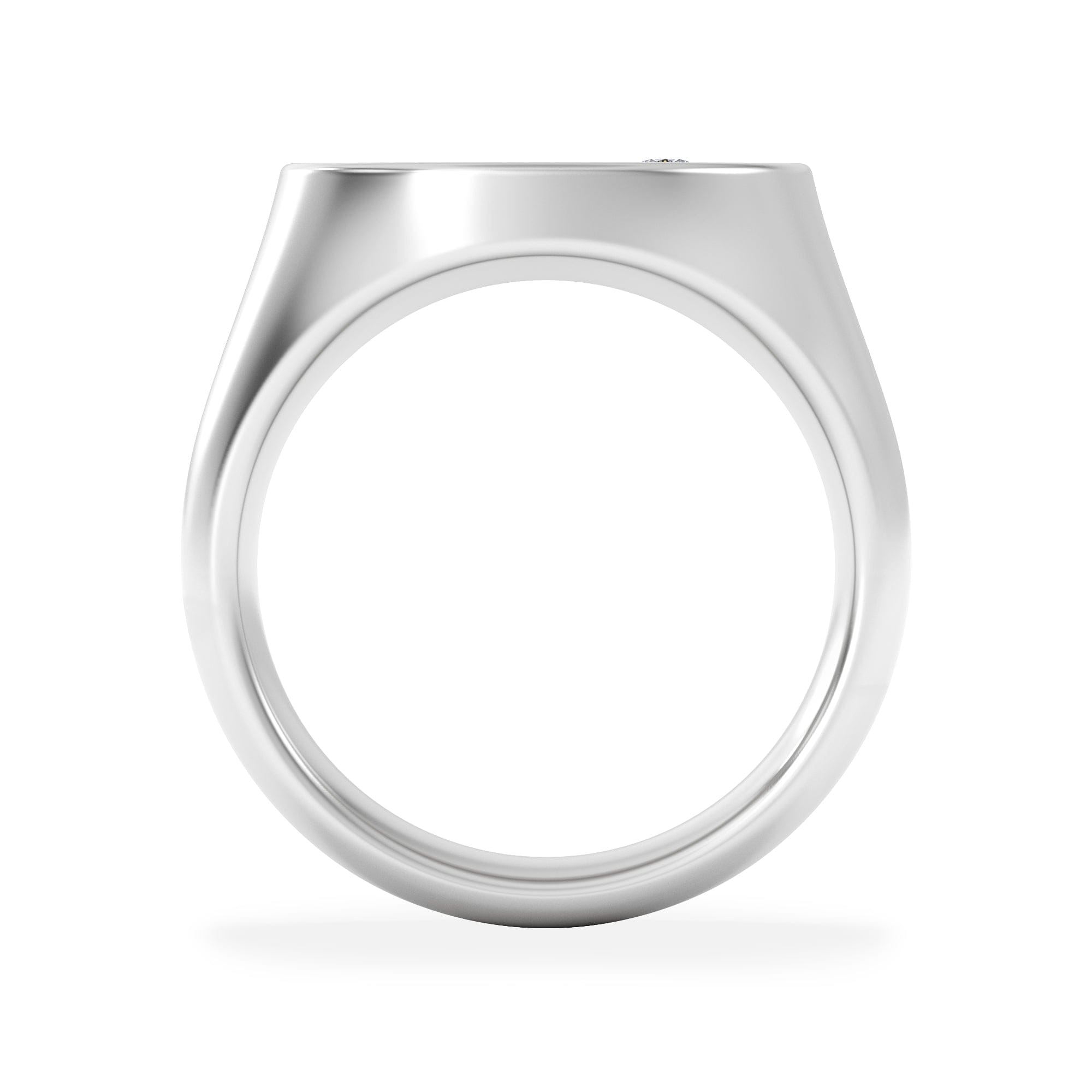 Diamond Crest 0.03ct Lab Diamond Men's Round Signet Ring in Sterling Silver