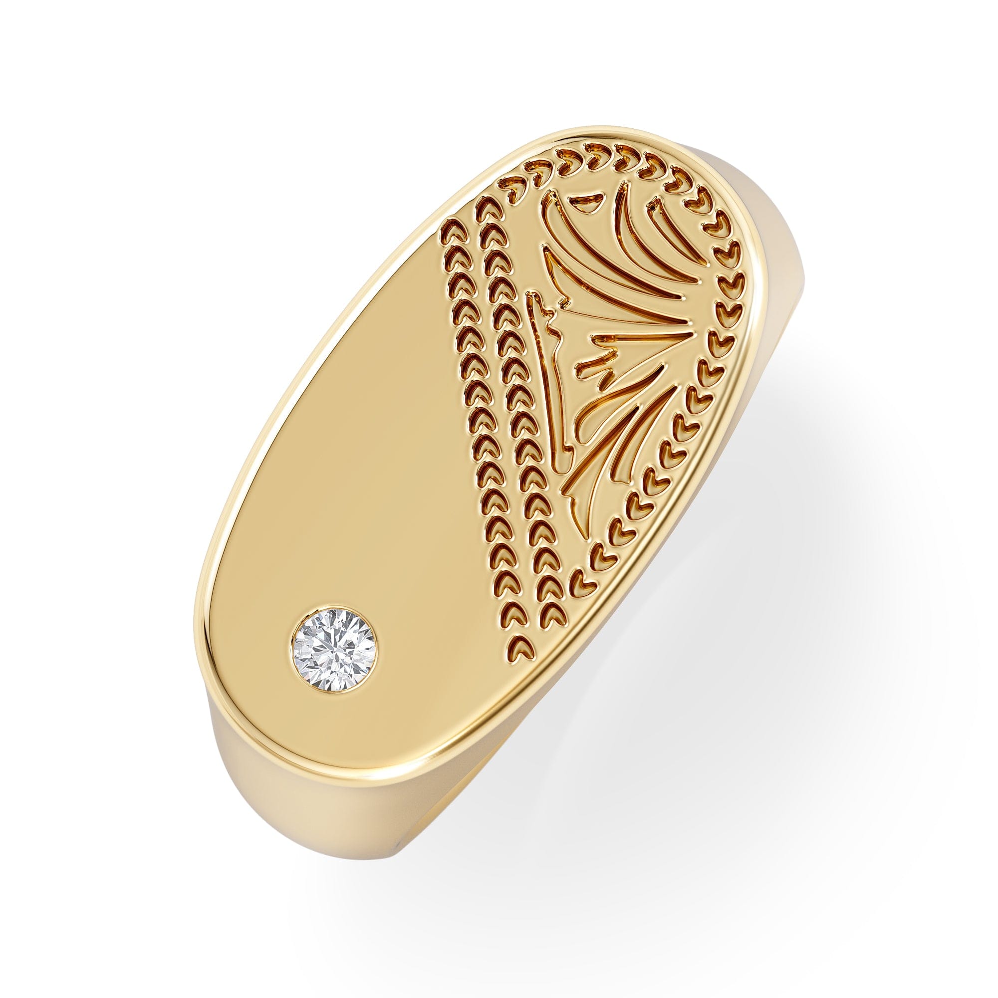 Diamond Crest 0.03ct Lab Diamond Men's Oblong Signet Ring in 18K Yellow Gold Vermeil