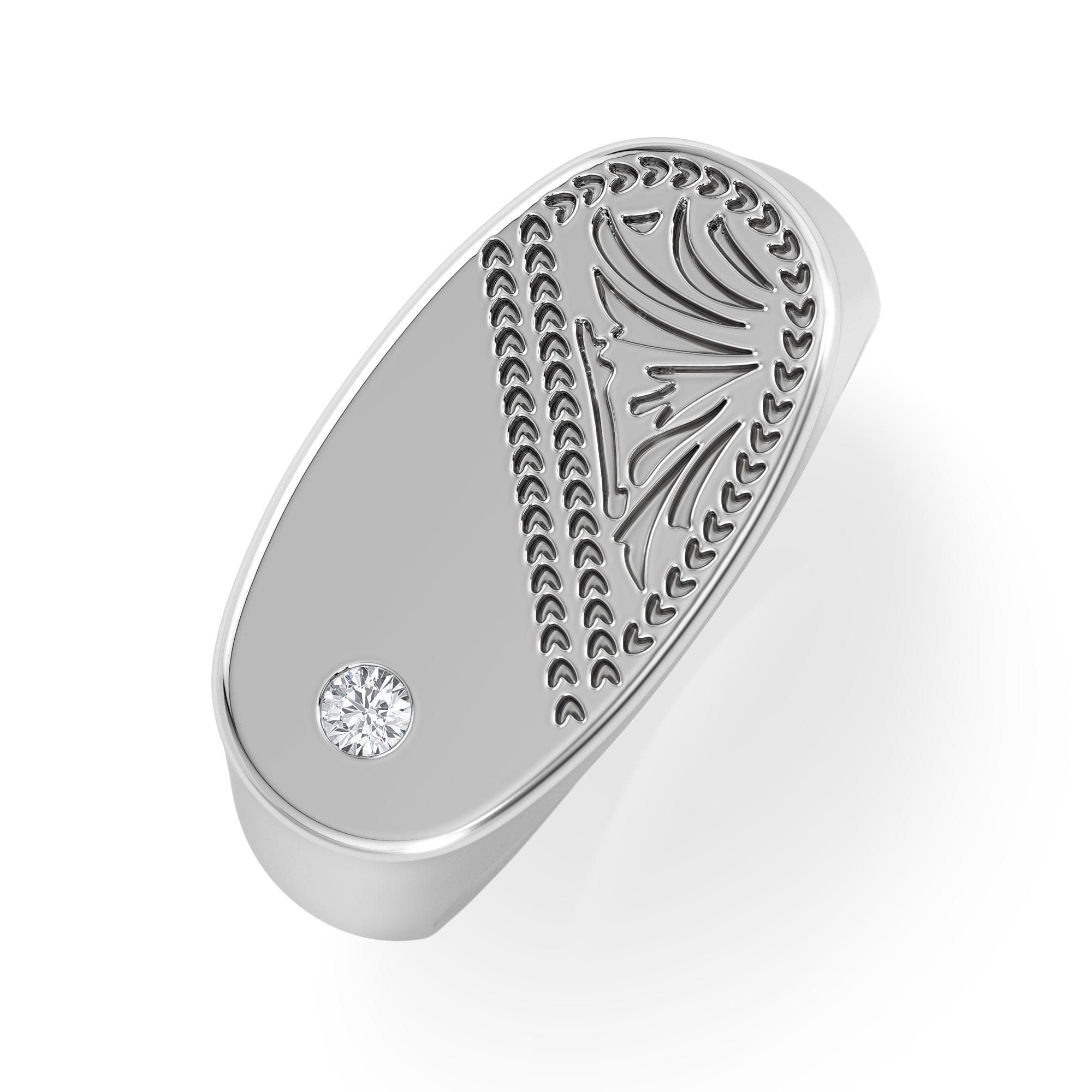 Diamond Crest 0.03ct Lab Diamond Men's Oblong Signet Ring in Sterling Silver