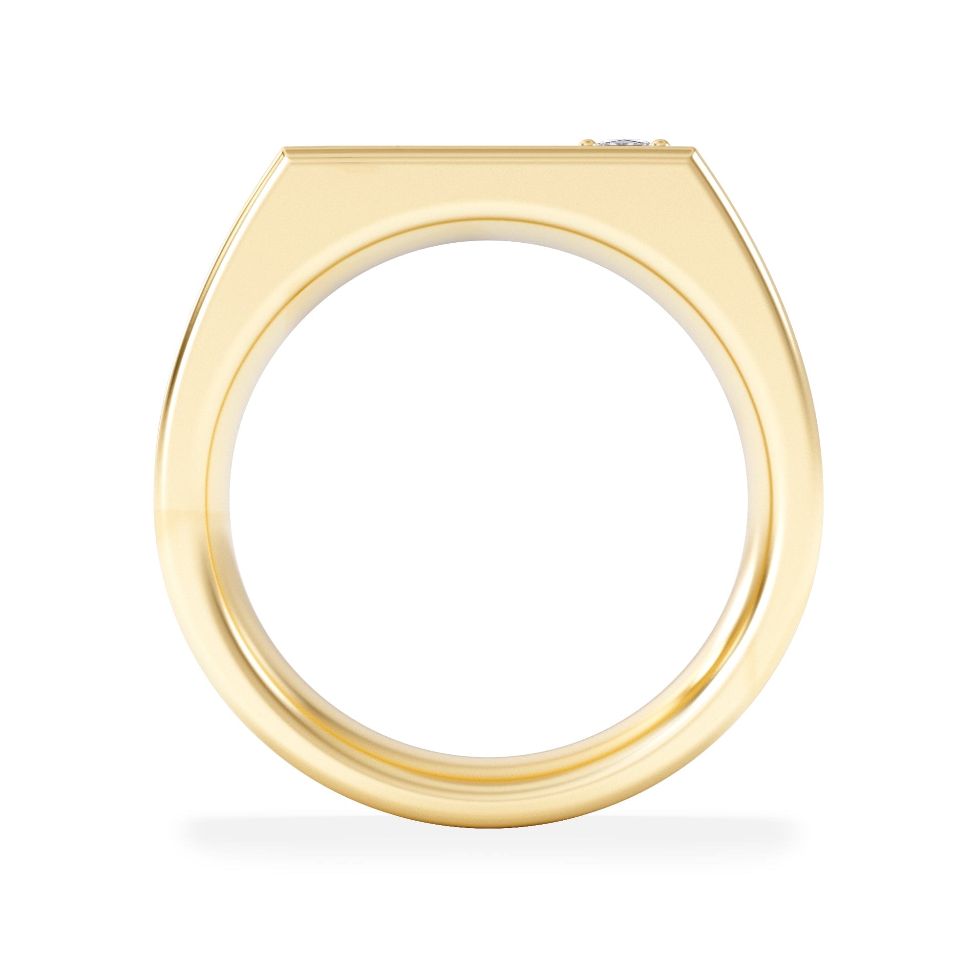 Diamond Crest 0.03ct Lab Diamond Men's Rectangle Signet Ring in 18K Yellow Gold Vermeil