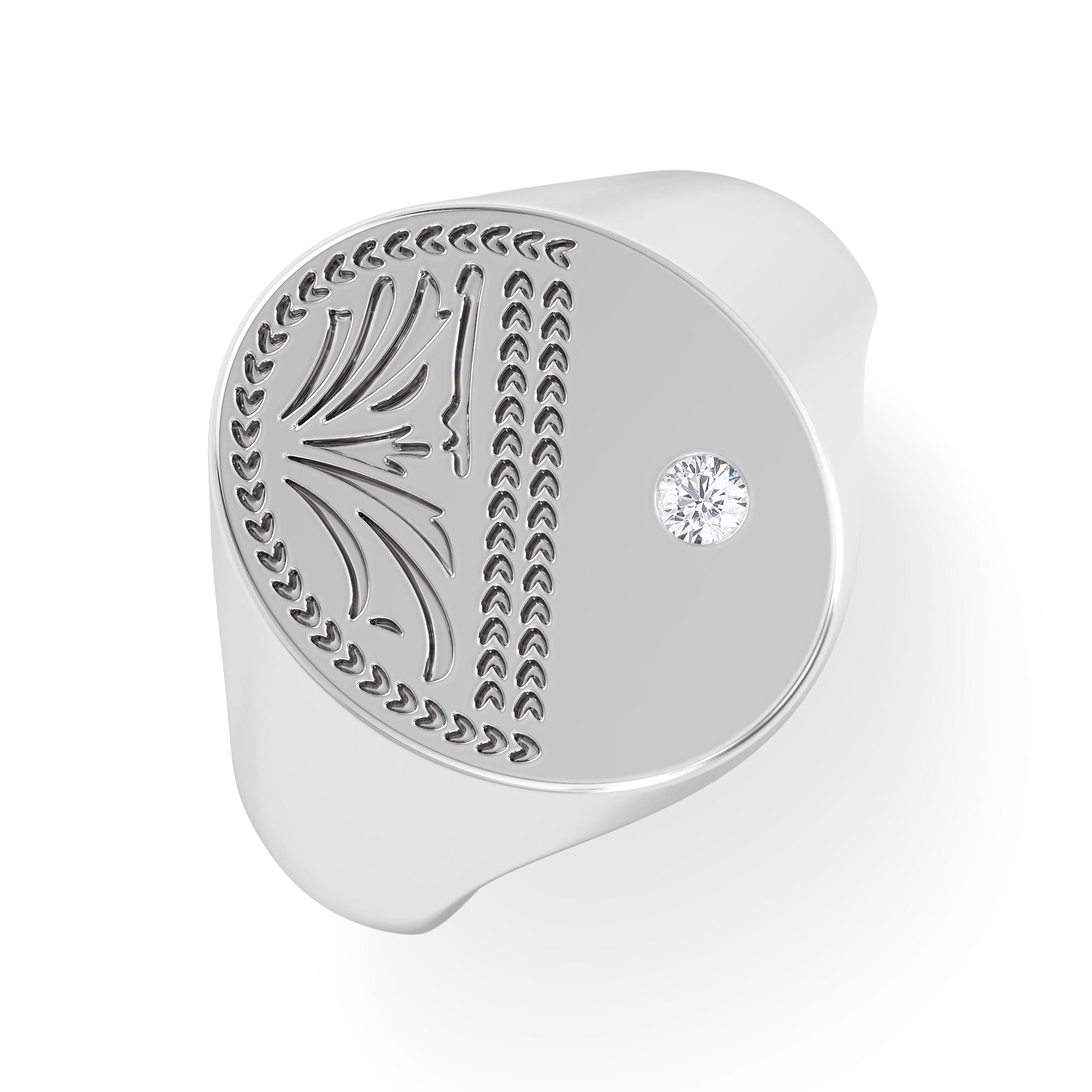 Diamond Crest 0.03ct Lab Diamond Men's Oval Signet Ring in Sterling Silver