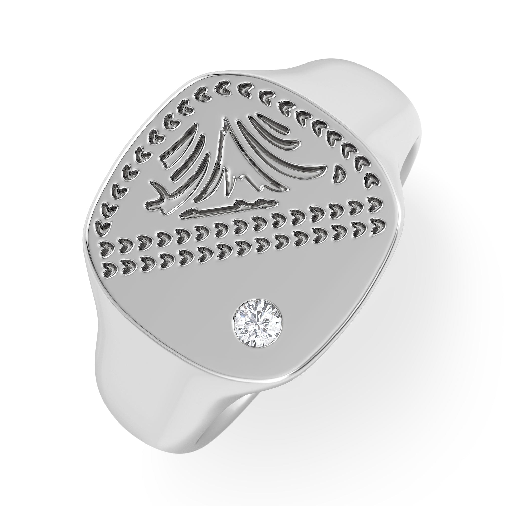 Diamond Crest 0.03ct Lab Diamond Men's Square Signet Ring in Sterling Silver
