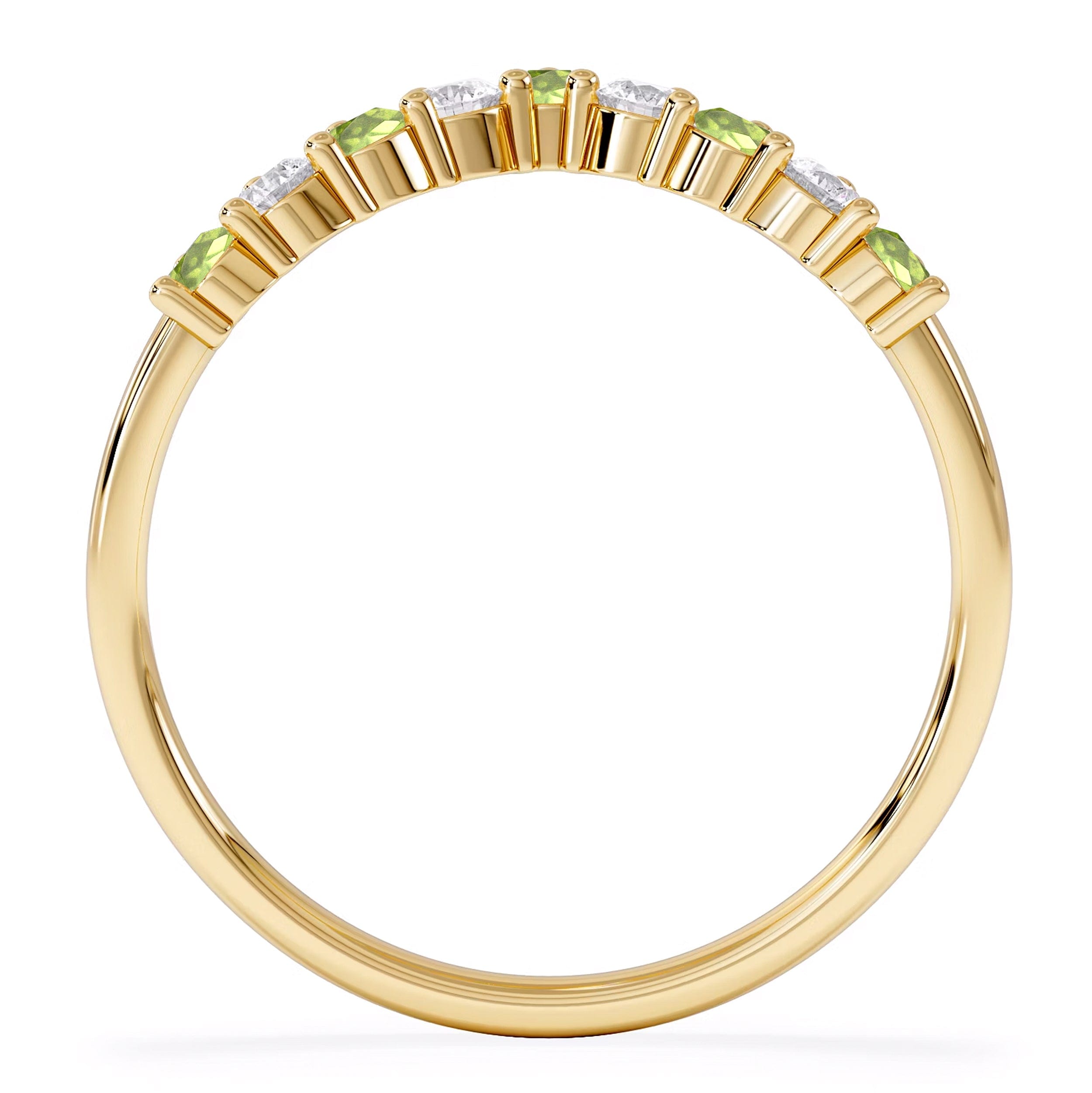 WISHBONE Starlit Peridot and Lab Diamond Wishbone Ring in 9K Yellow Gold