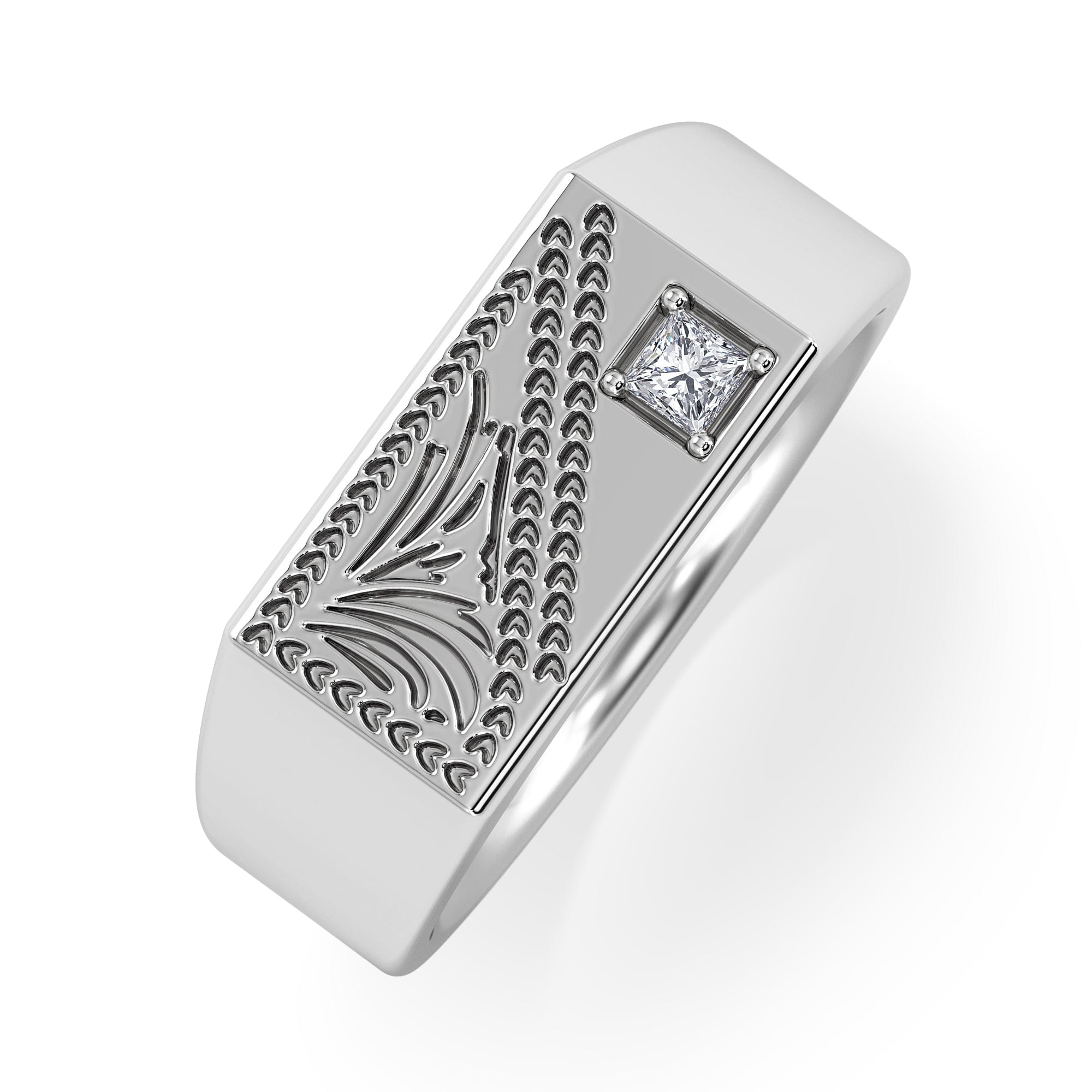 Diamond Crest 0.03ct Lab Diamond Men's Rectangle Signet Ring in Sterling Silver