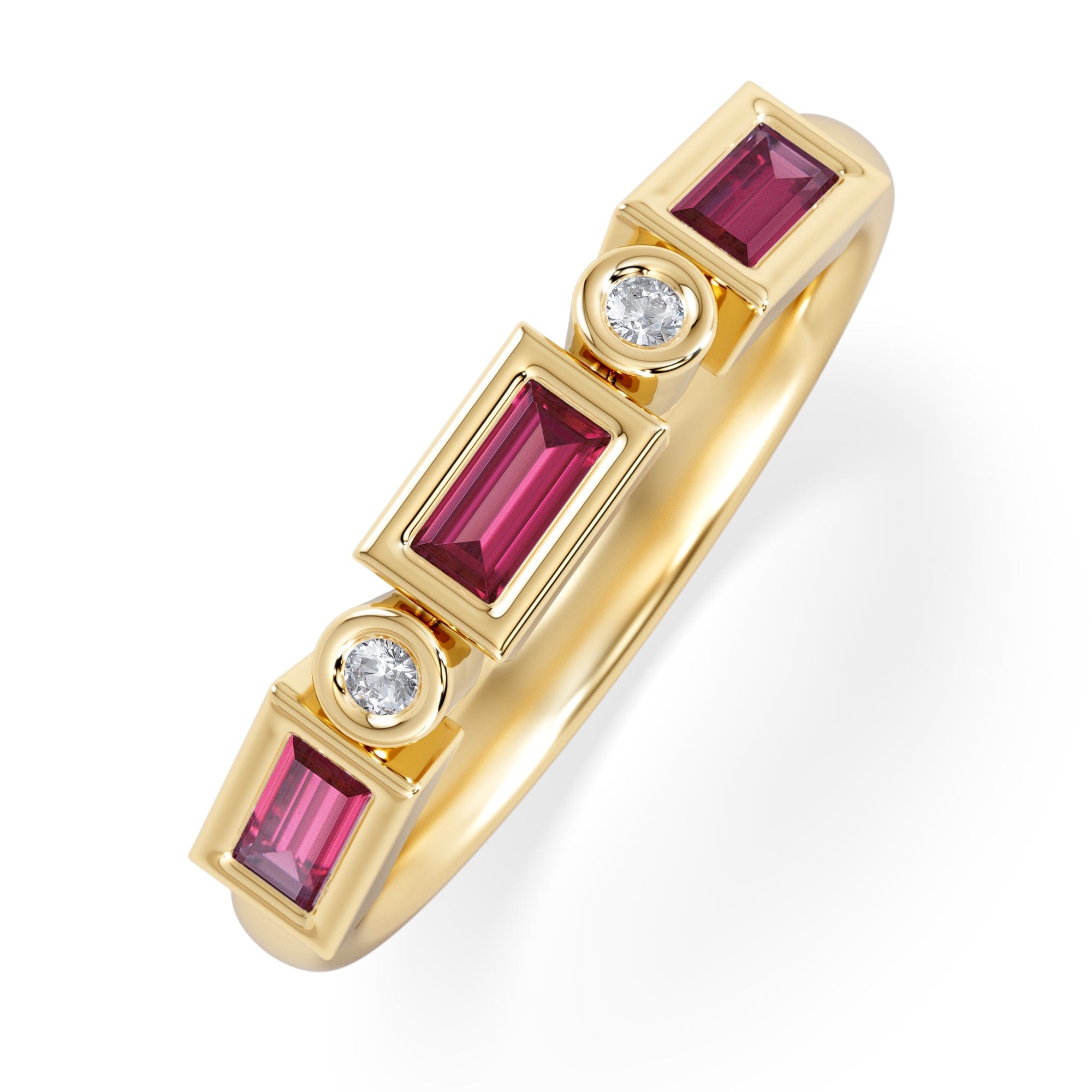 RING Forme 0.37ct Baguette Cut Lab Ruby 5 Stone Ring in 18K Gold Vermeil