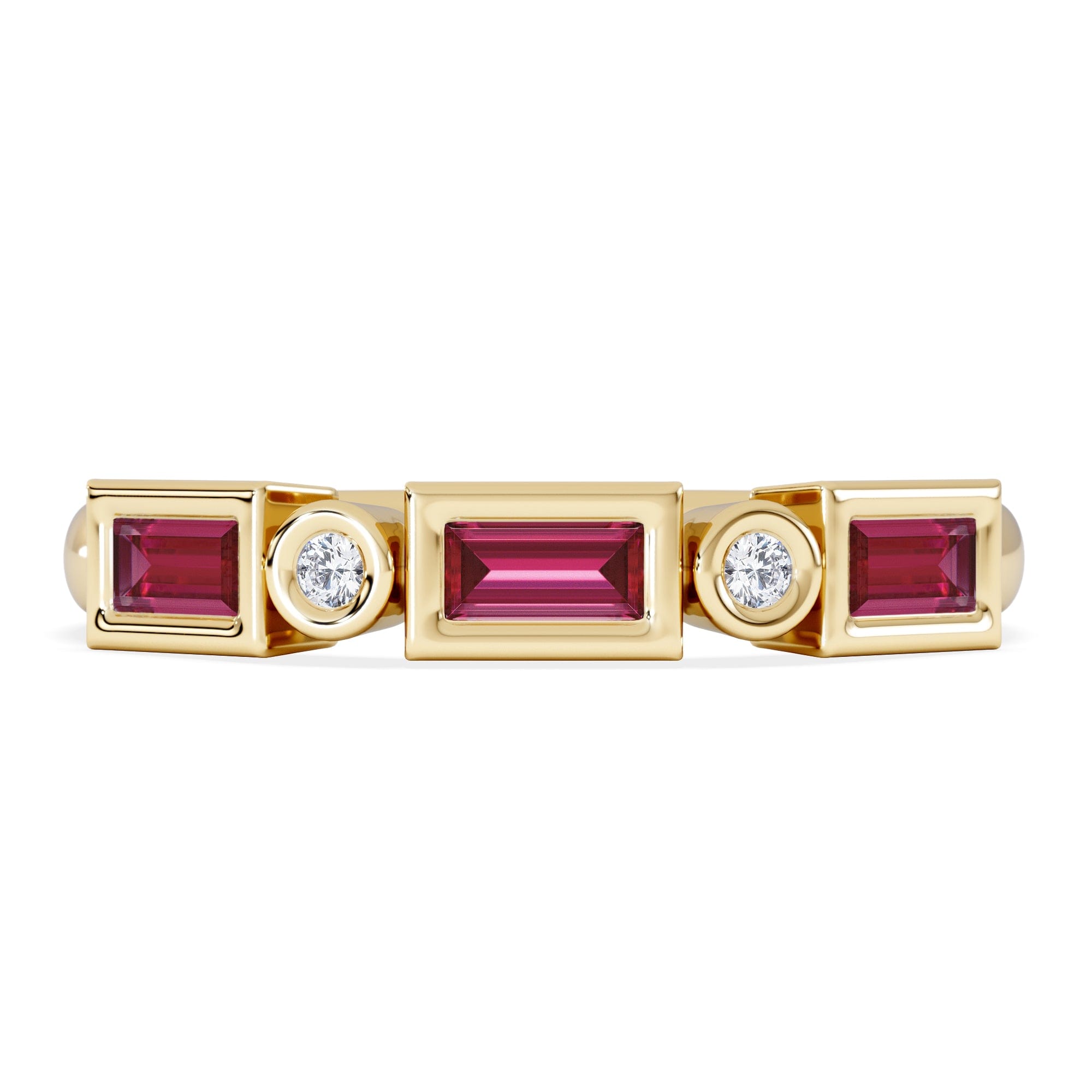 RING Forme 0.37ct Baguette Cut Lab Ruby 5 Stone Ring in 18K Gold Vermeil