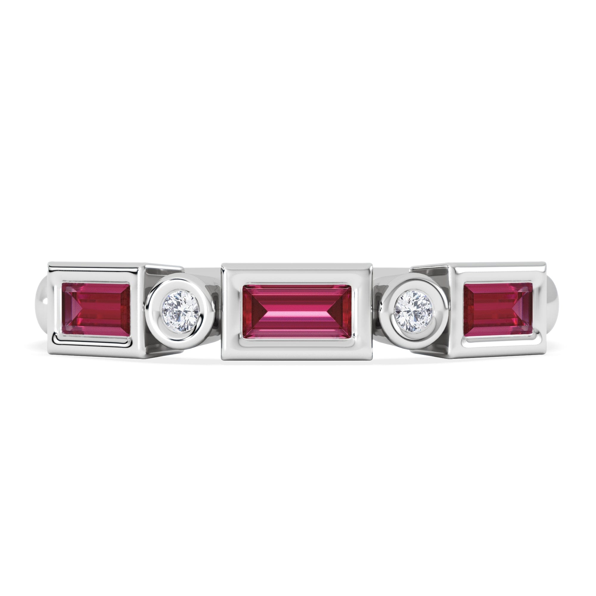 RING Forme 0.37ct Baguette Cut Lab Ruby 5 Stone Ring in Sterling Silver