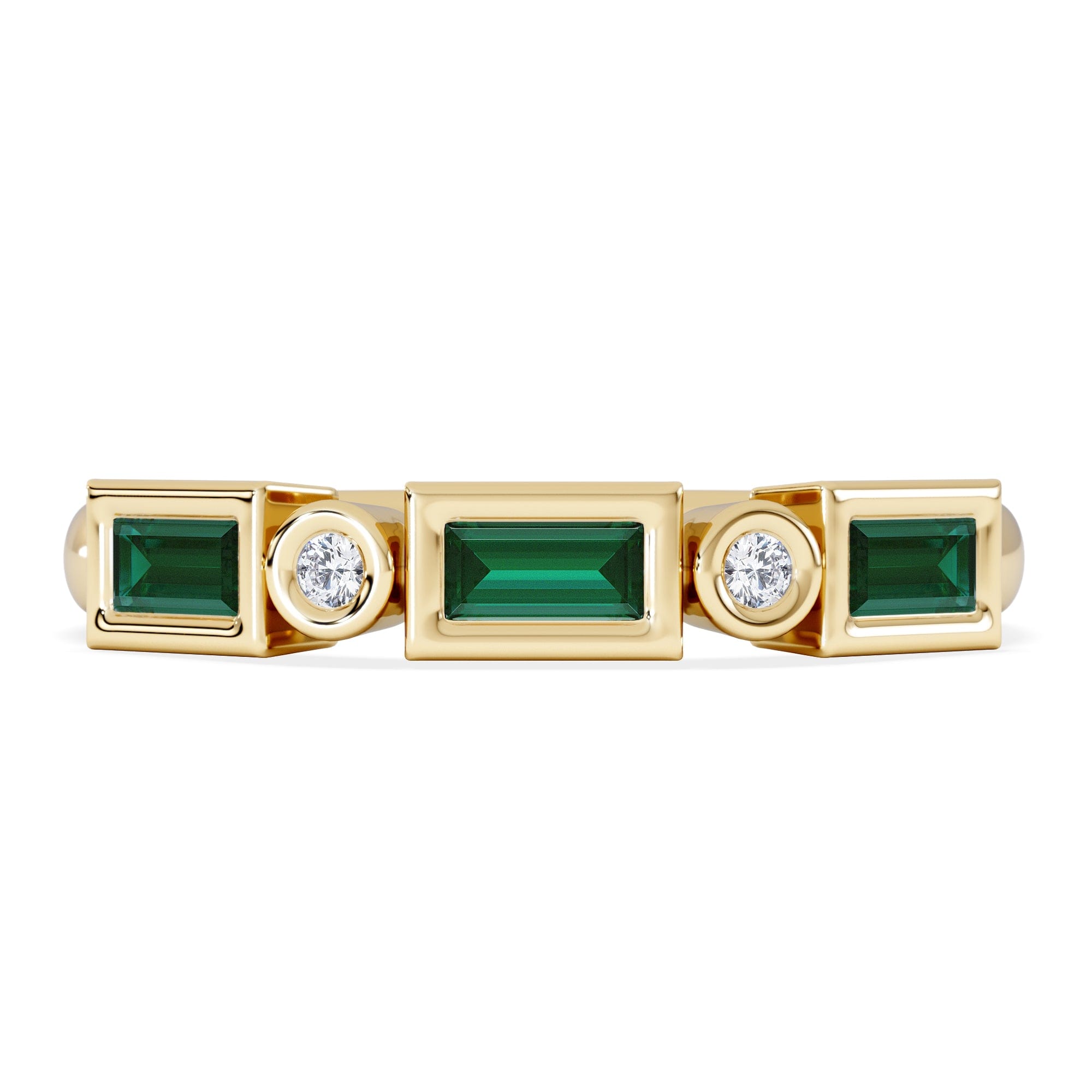 RING Forme 0.37ct Baguette Cut Lab Emerald 5 Stone Ring in 18K Gold Vermeil