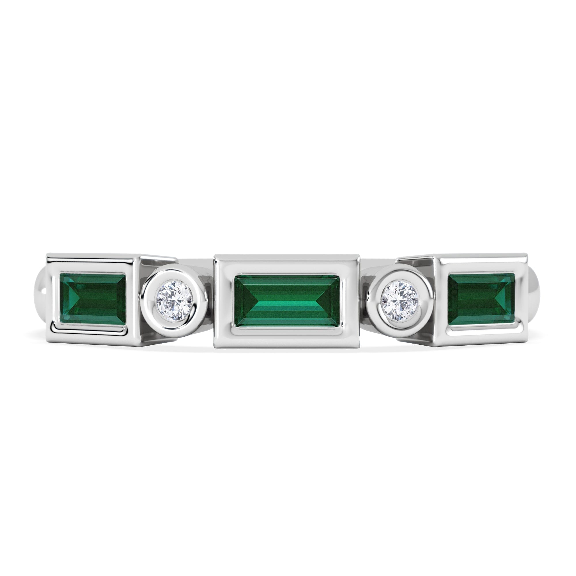 RING Forme 0.37ct Baguette Cut Lab Emerald 5 Stone Ring in Sterling Silver