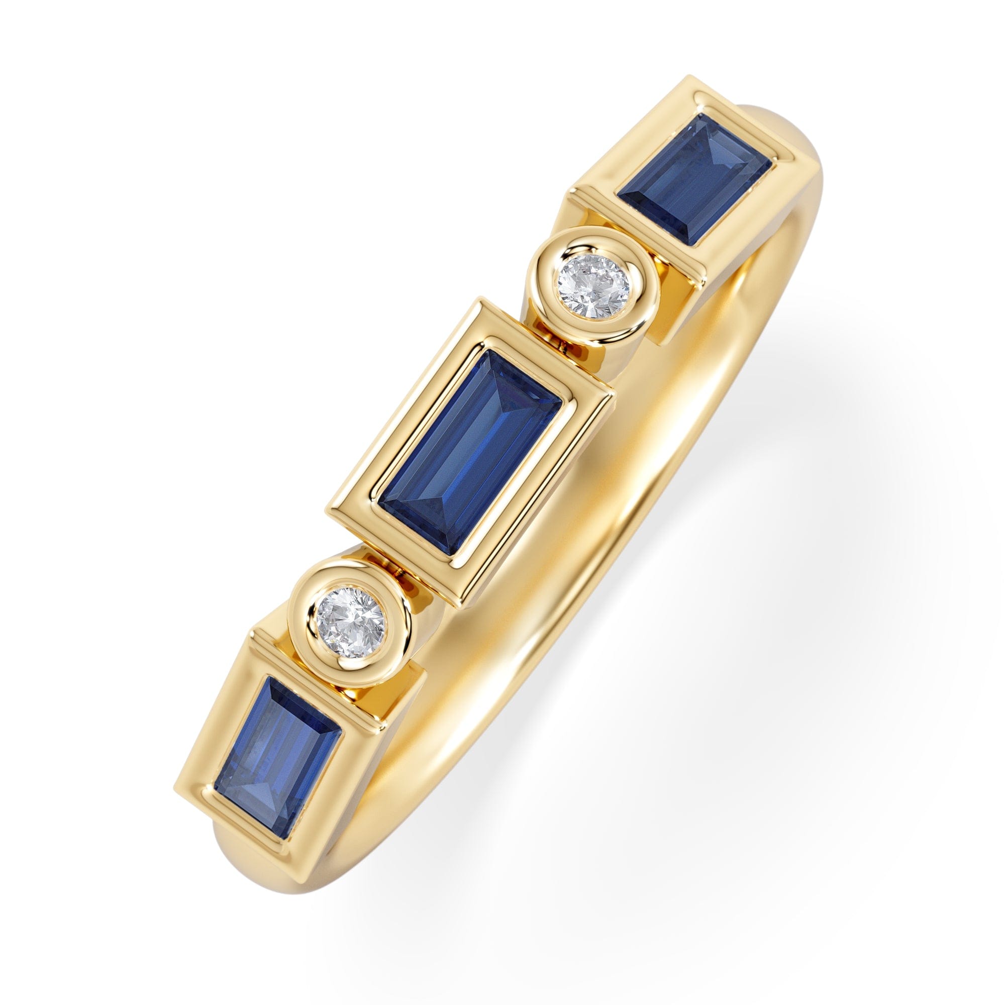 RING Forme 0.48ct Baguette Cut Lab Sapphire 5 Stones Ring in 18K Gold Vermeil