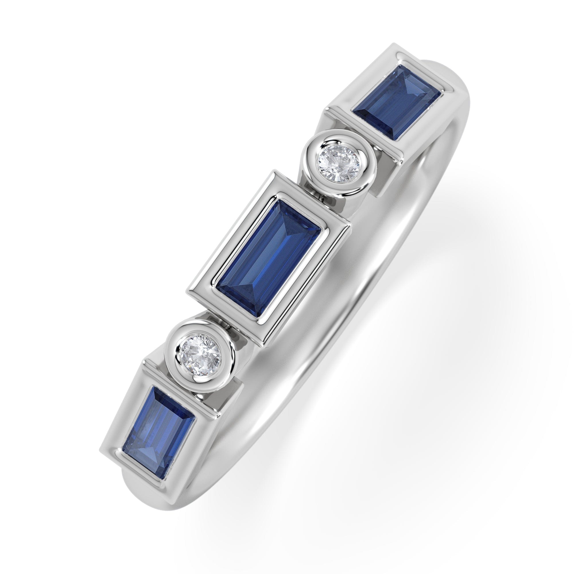 RING Forme 0.48ct Baguette Cut Lab Sapphire 5 Stone Ring in Sterling Silver