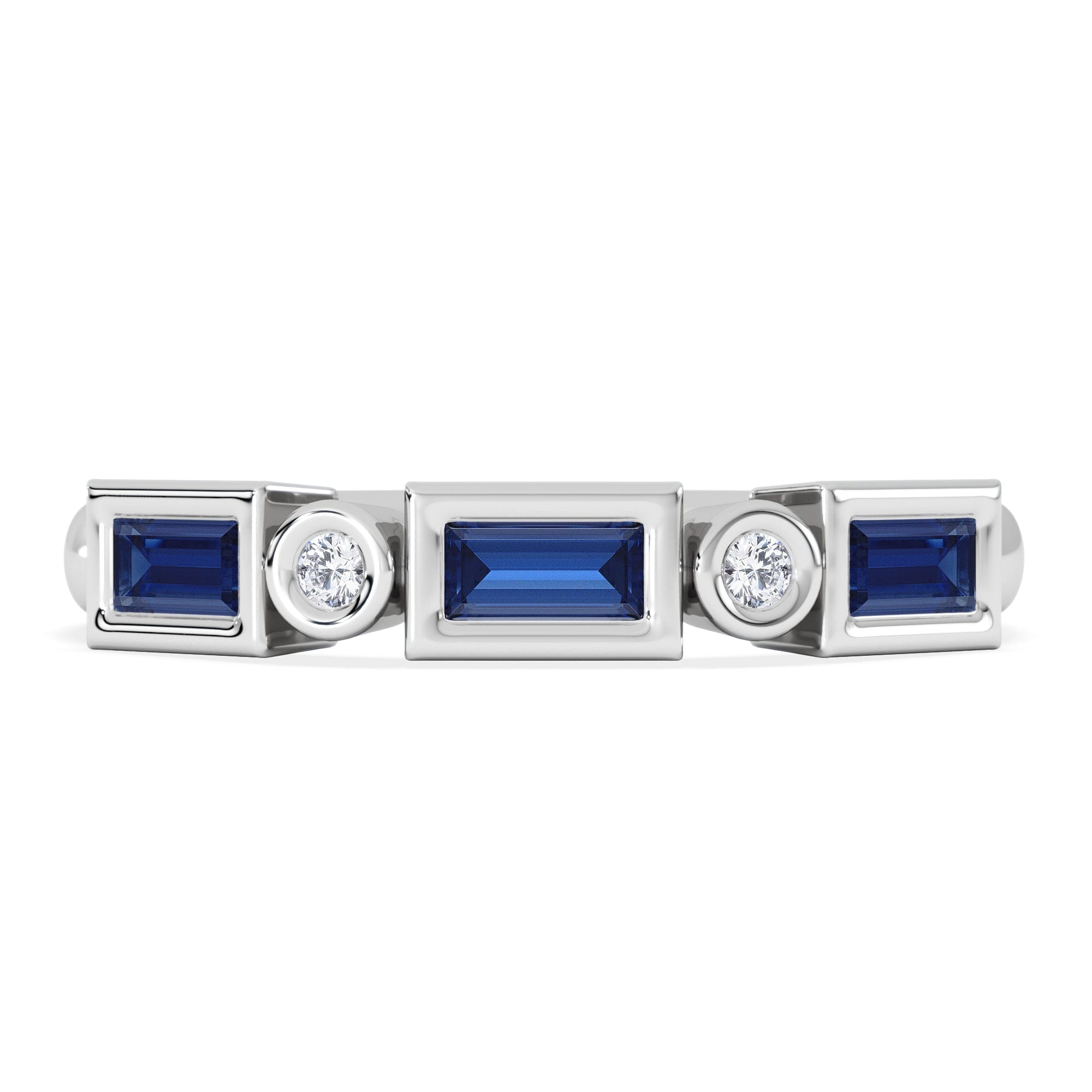 RING Forme 0.48ct Baguette Cut Lab Sapphire 5 Stone Ring in Sterling Silver