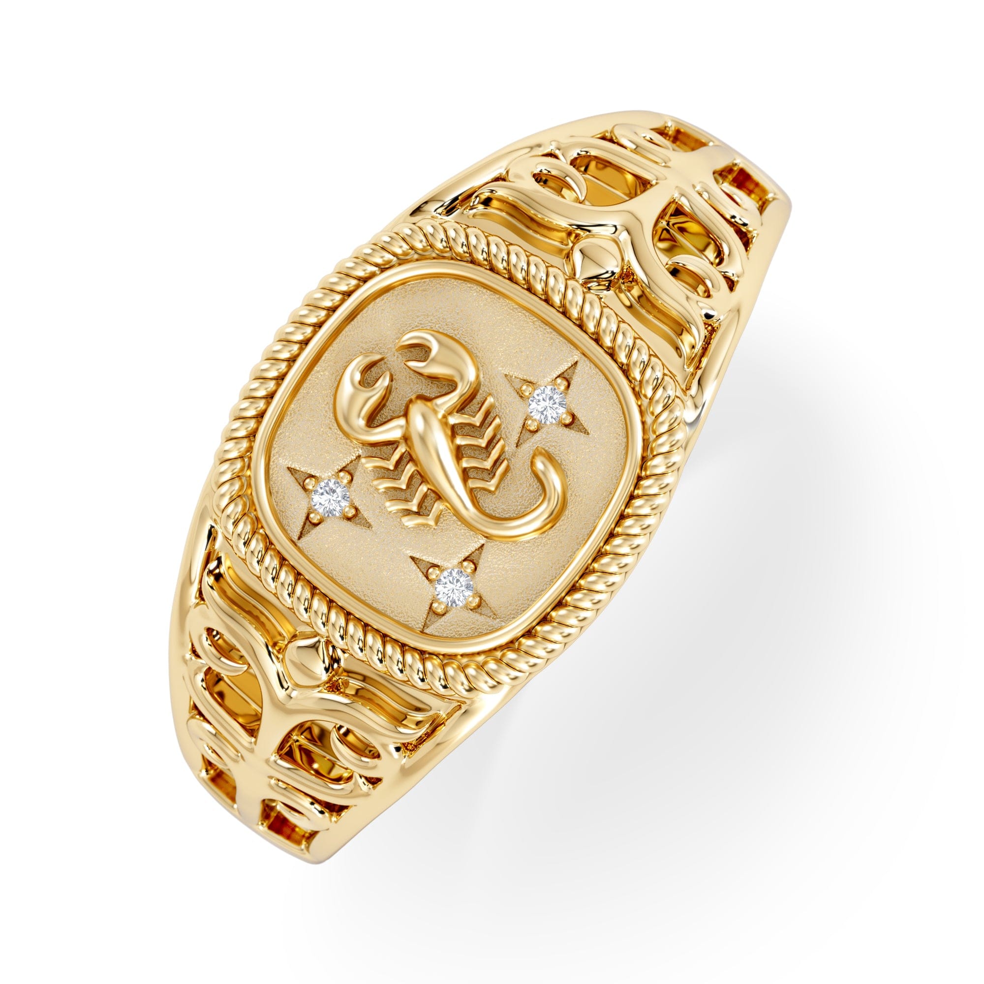 Diamond Scorpio Zodiac 0.01ct Lab Diamond Signet Ring in 18K Gold Vermeil