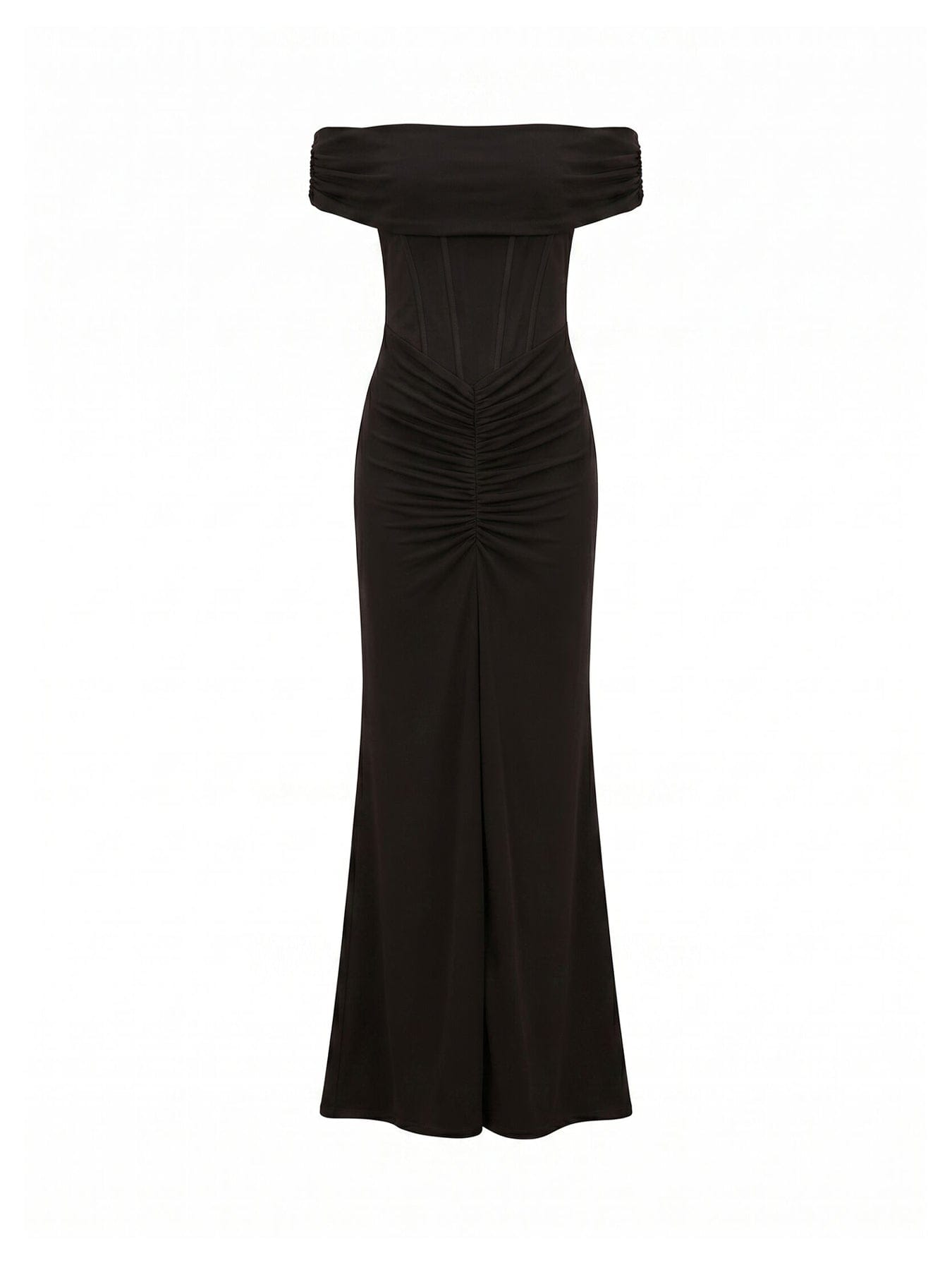 Forever New Ania Ruched Bardot Maxi Dress Black