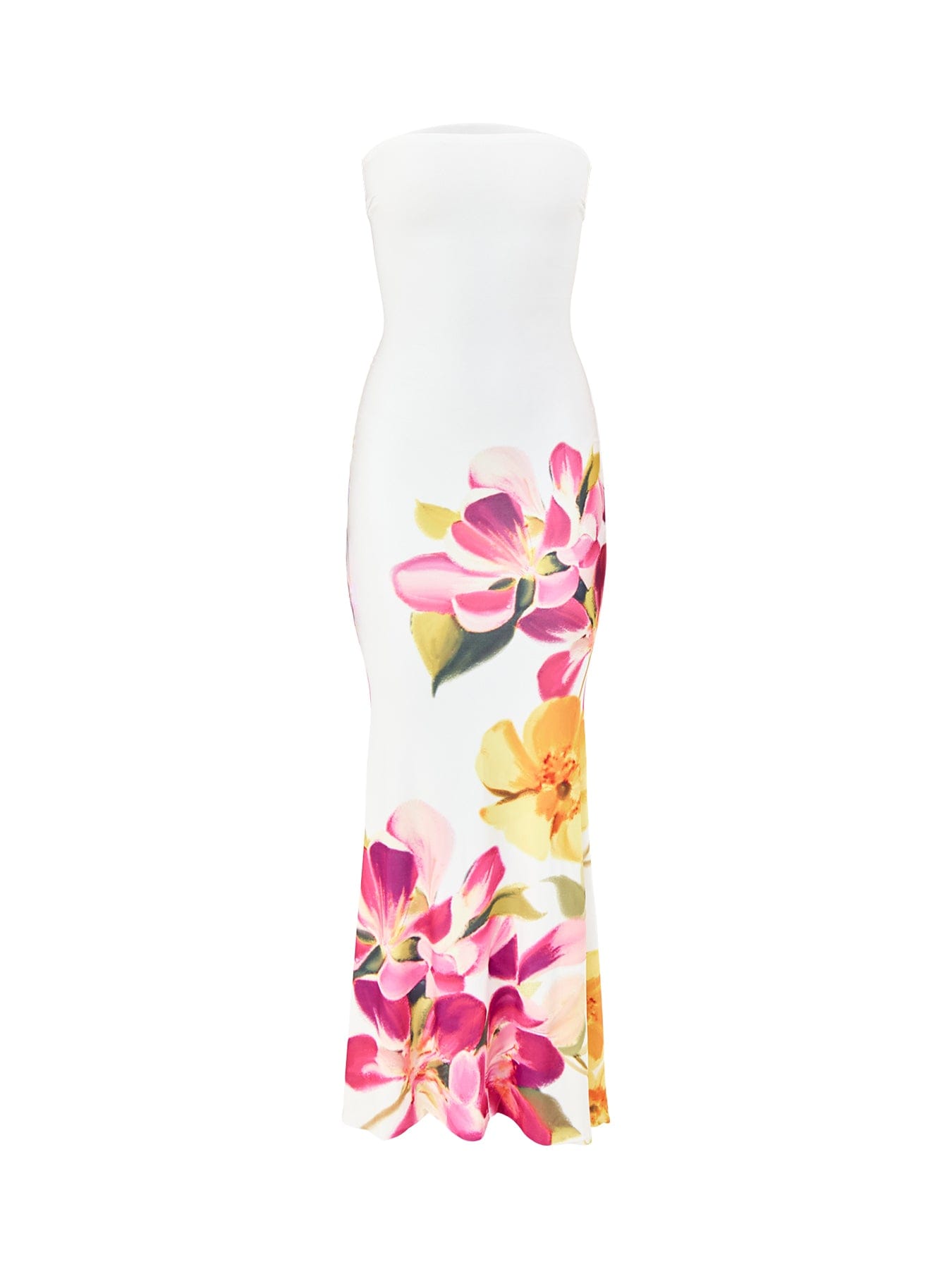Club L London Brooke Floral Bandeau Maxi Dress White