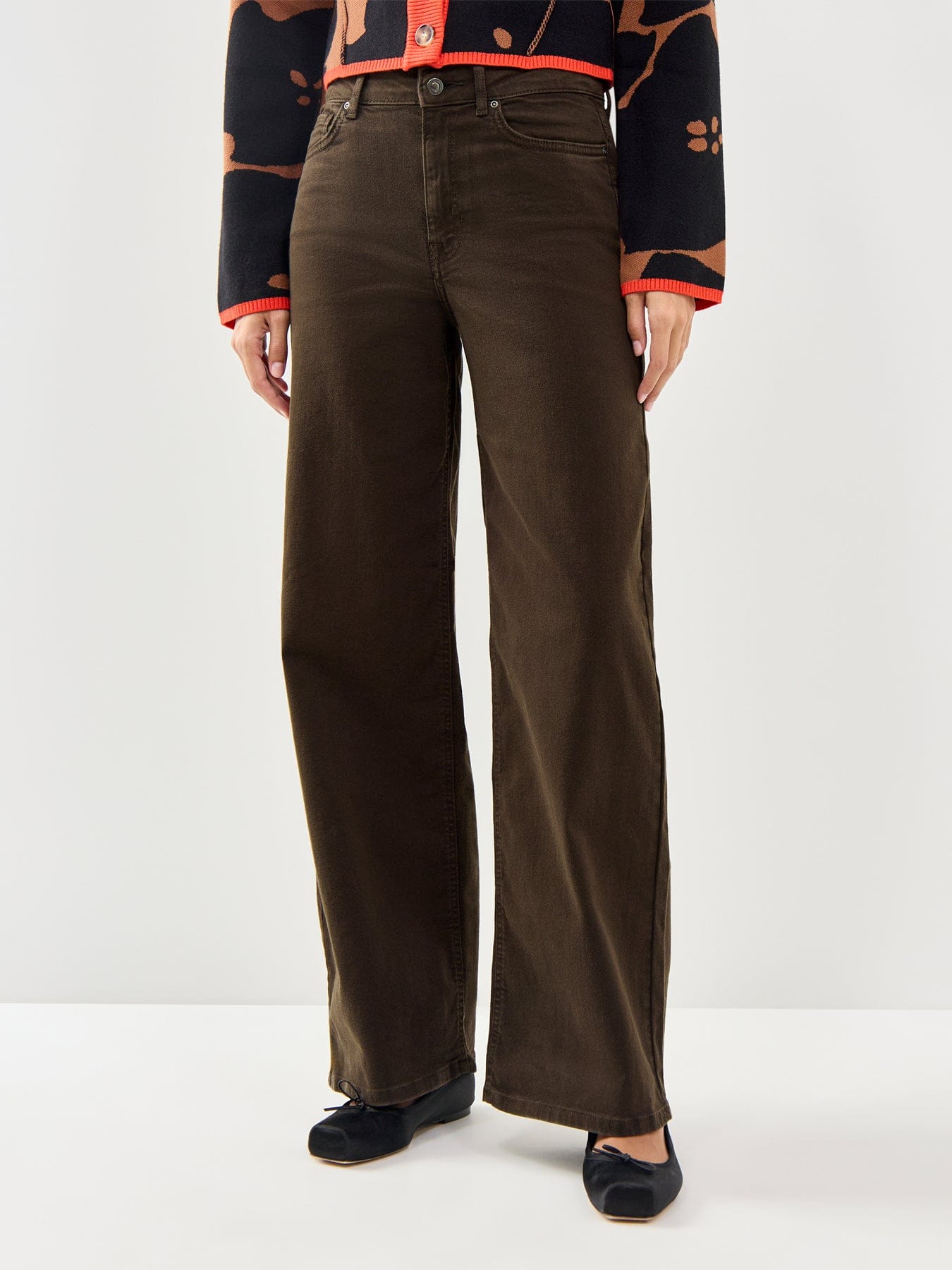 ONLY Madison Blush High Waist Wide Leg Jeans Brown