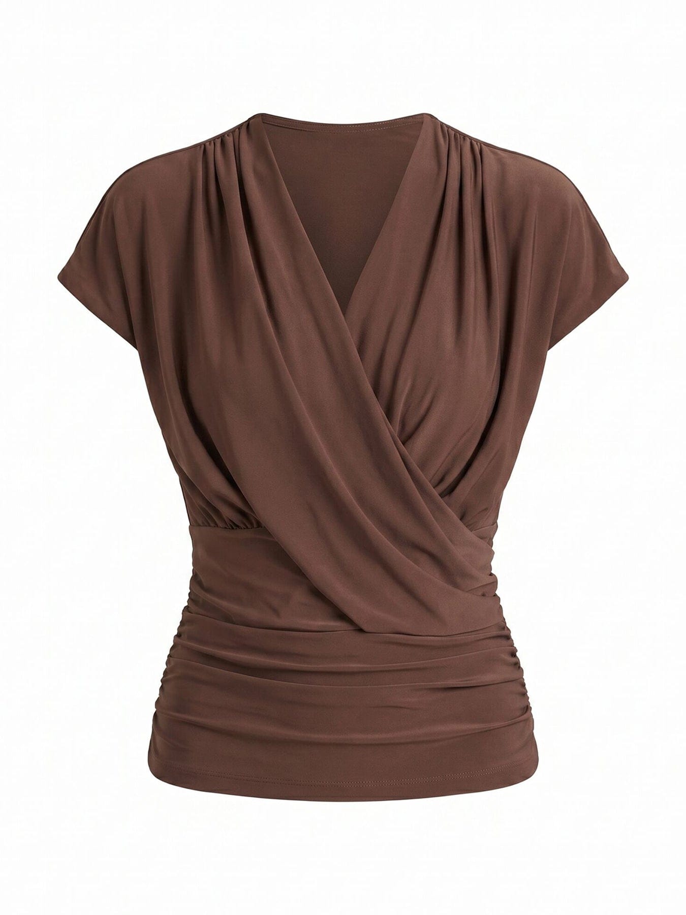 Forever New Oakley Draped V - Neck Blouse Brown