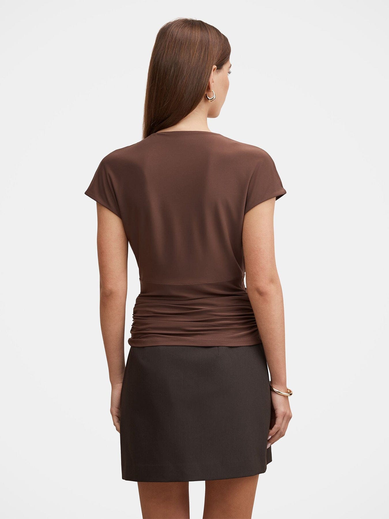 Forever New Oakley Draped V - Neck Blouse Brown