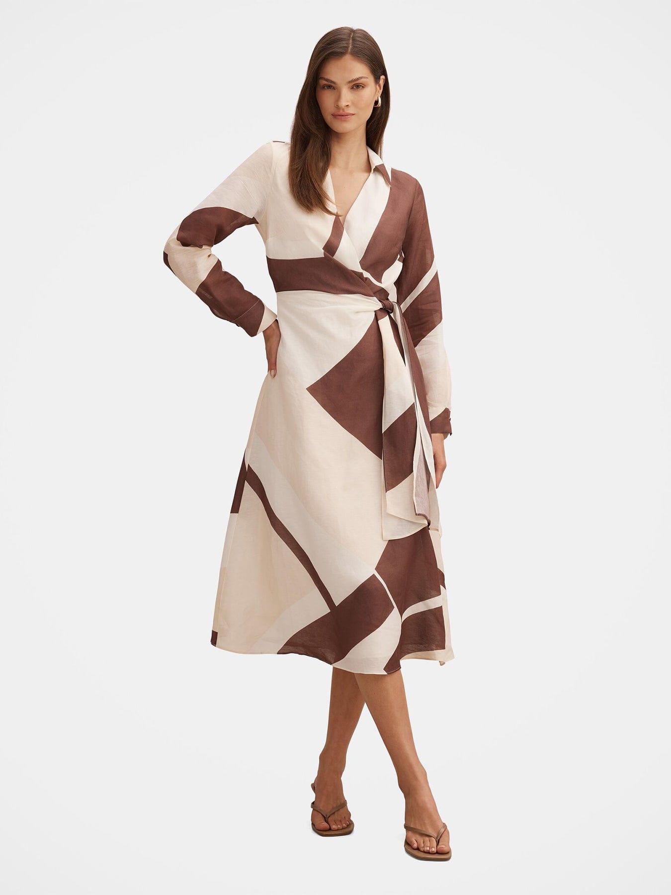 Forever New Angelina Tie Midi Dress Multi