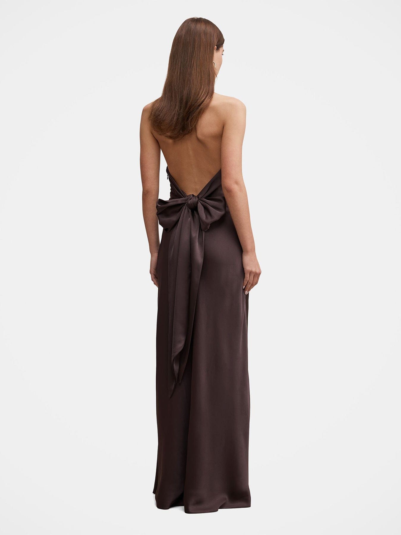 Forever New Drew Halter Neck Back Tie Maxi Dress Brown