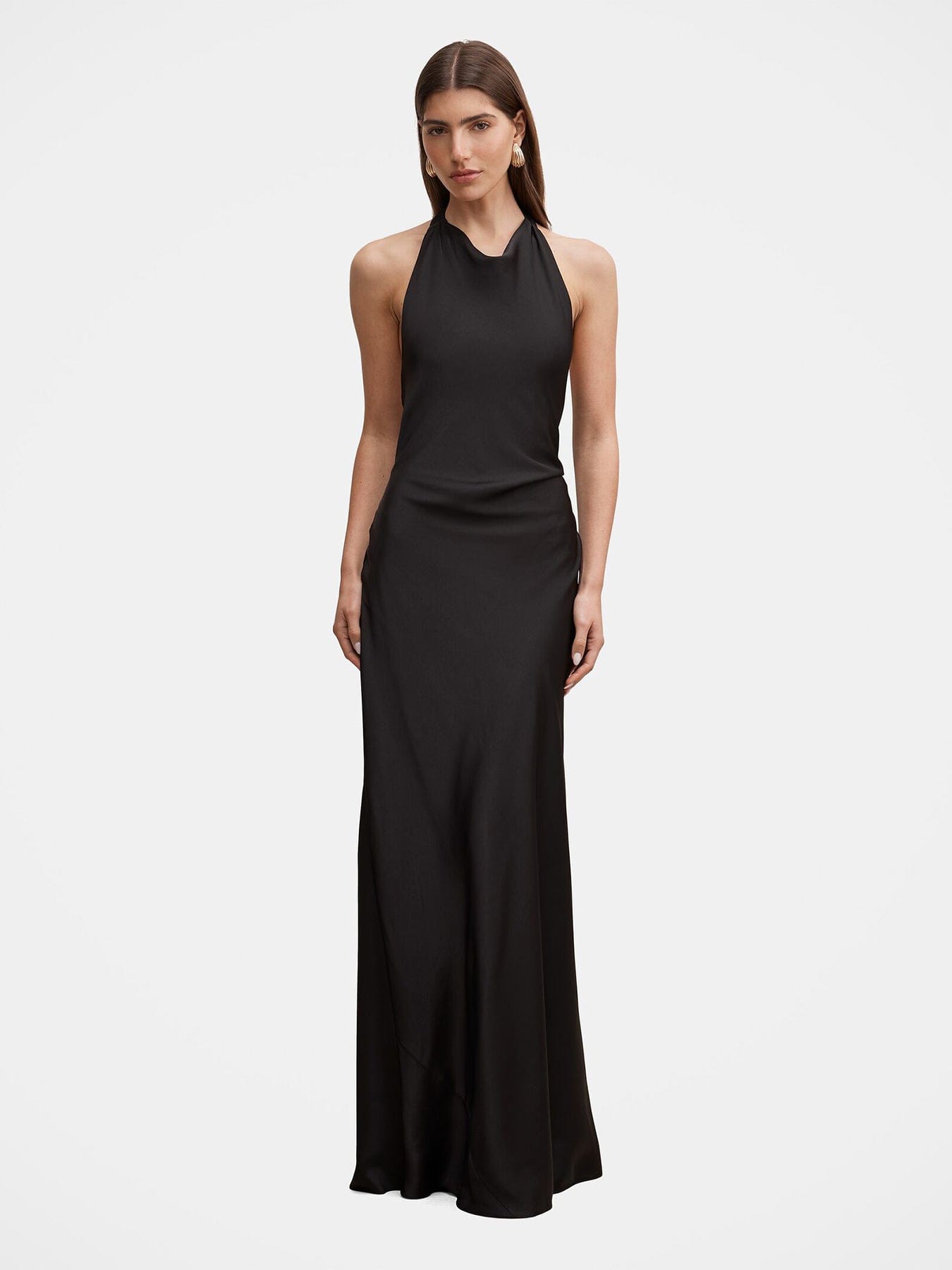 Forever New Drew Halter Neck Back Tie Maxi Dress Black