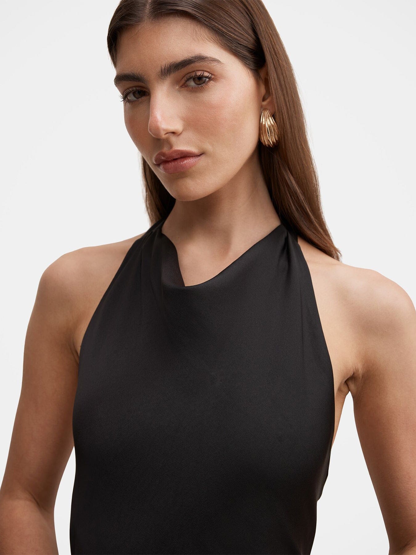 Forever New Drew Halter Neck Back Tie Maxi Dress Black