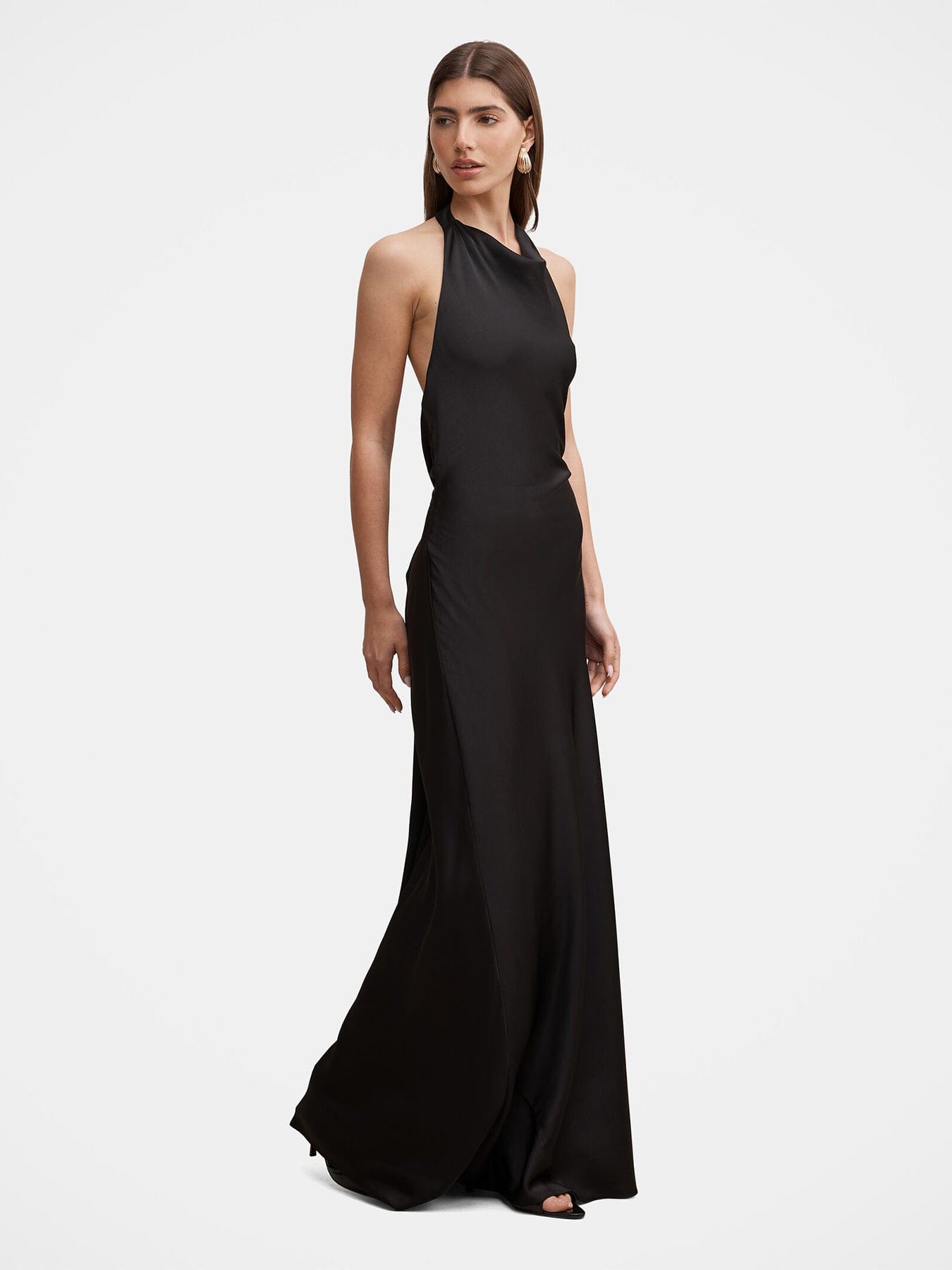 Forever New Drew Halter Neck Back Tie Maxi Dress Black
