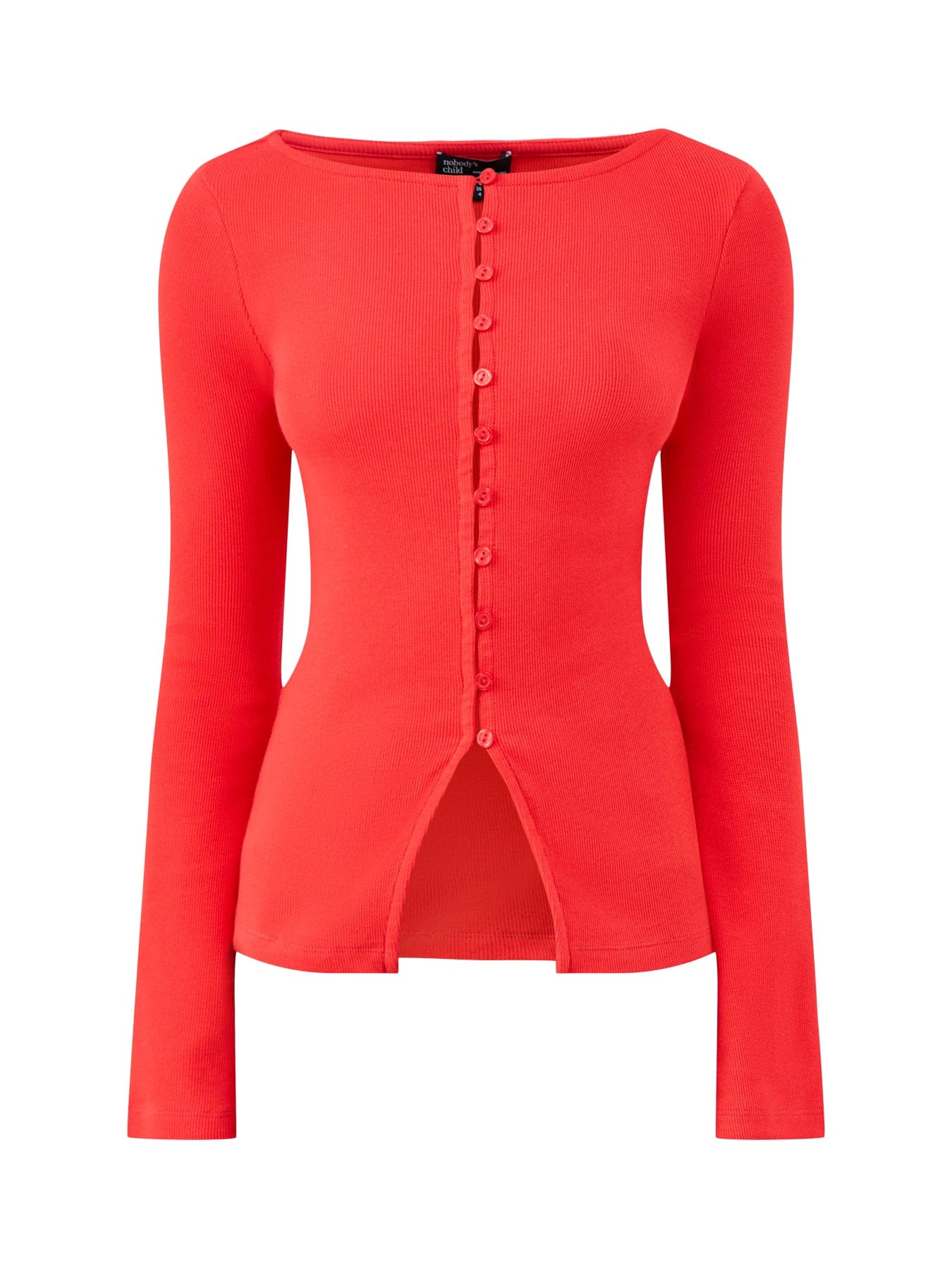 Nobody's Child Slash Neck Cardigan Red
