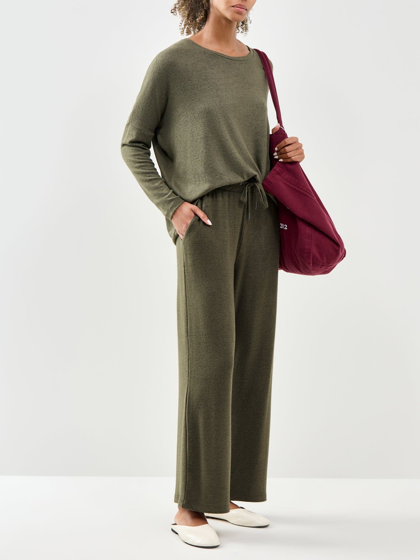 Soya Concept Biara 74 Wide Leg Trousers Khaki