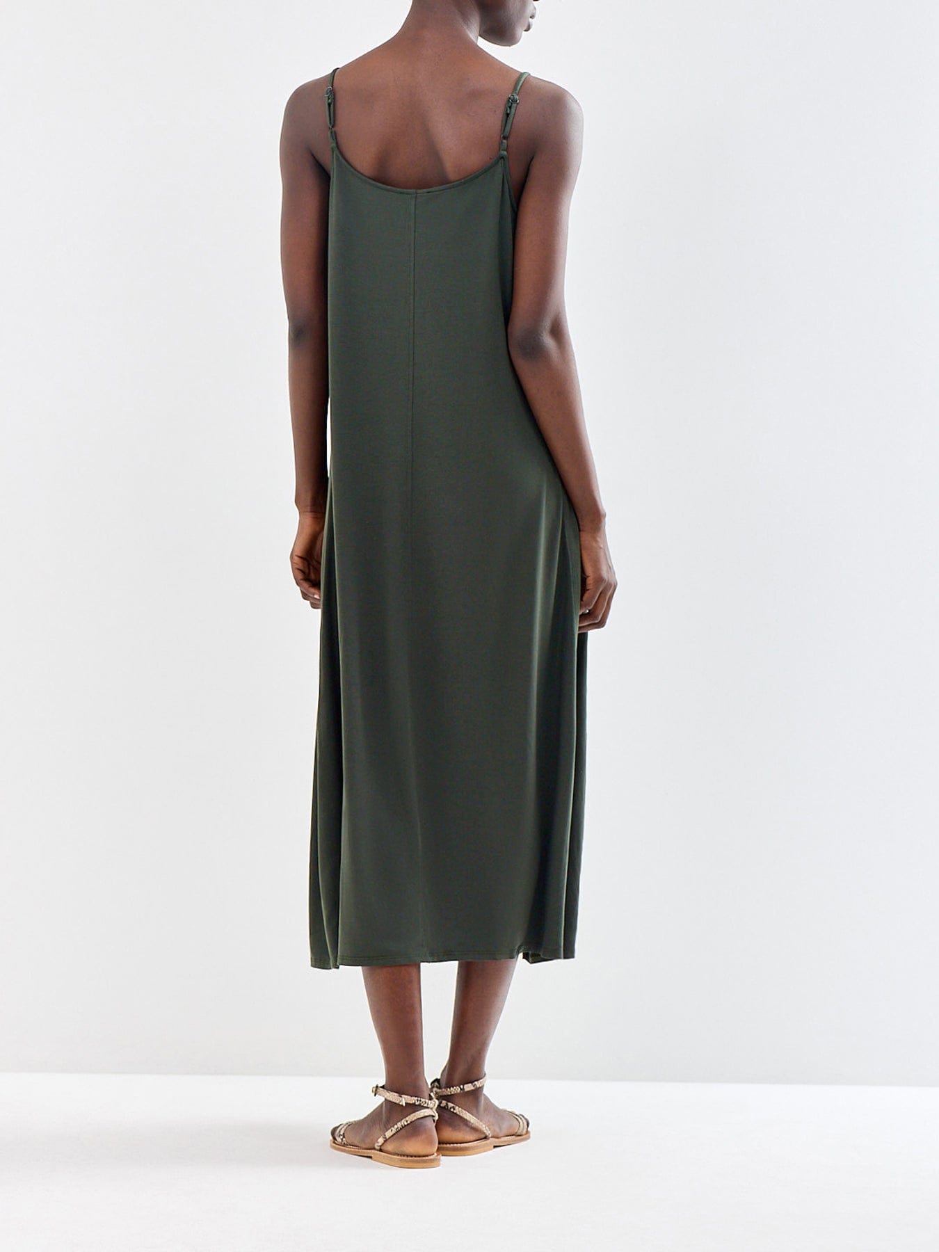 Eileen Fisher Lantern Cami Midi Dress Green