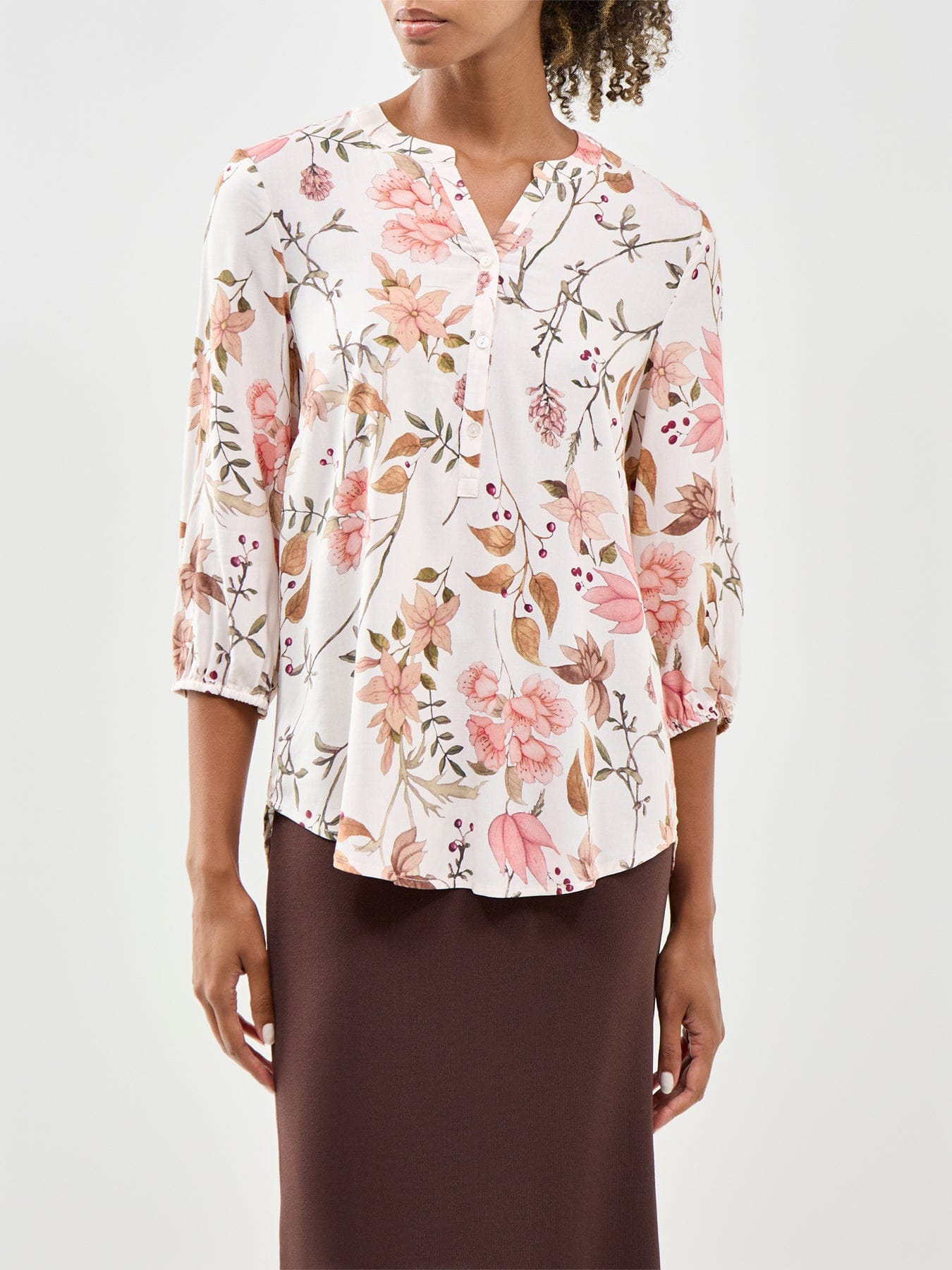 Soya Concept Grace 2 Floral Long Sleeve Shirt Cream
