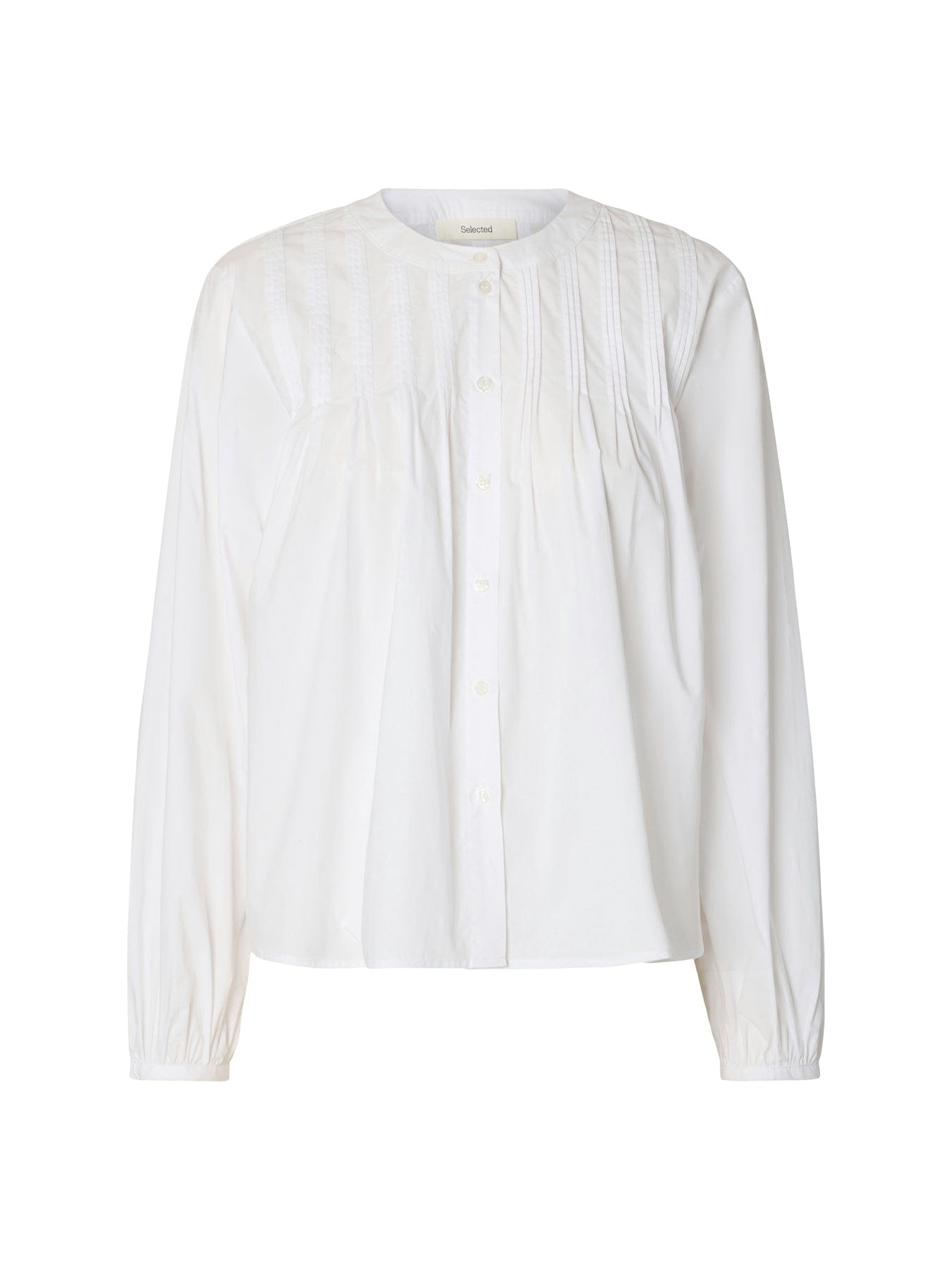 Selected Delia Pintuck Long Sleeve Shirt White