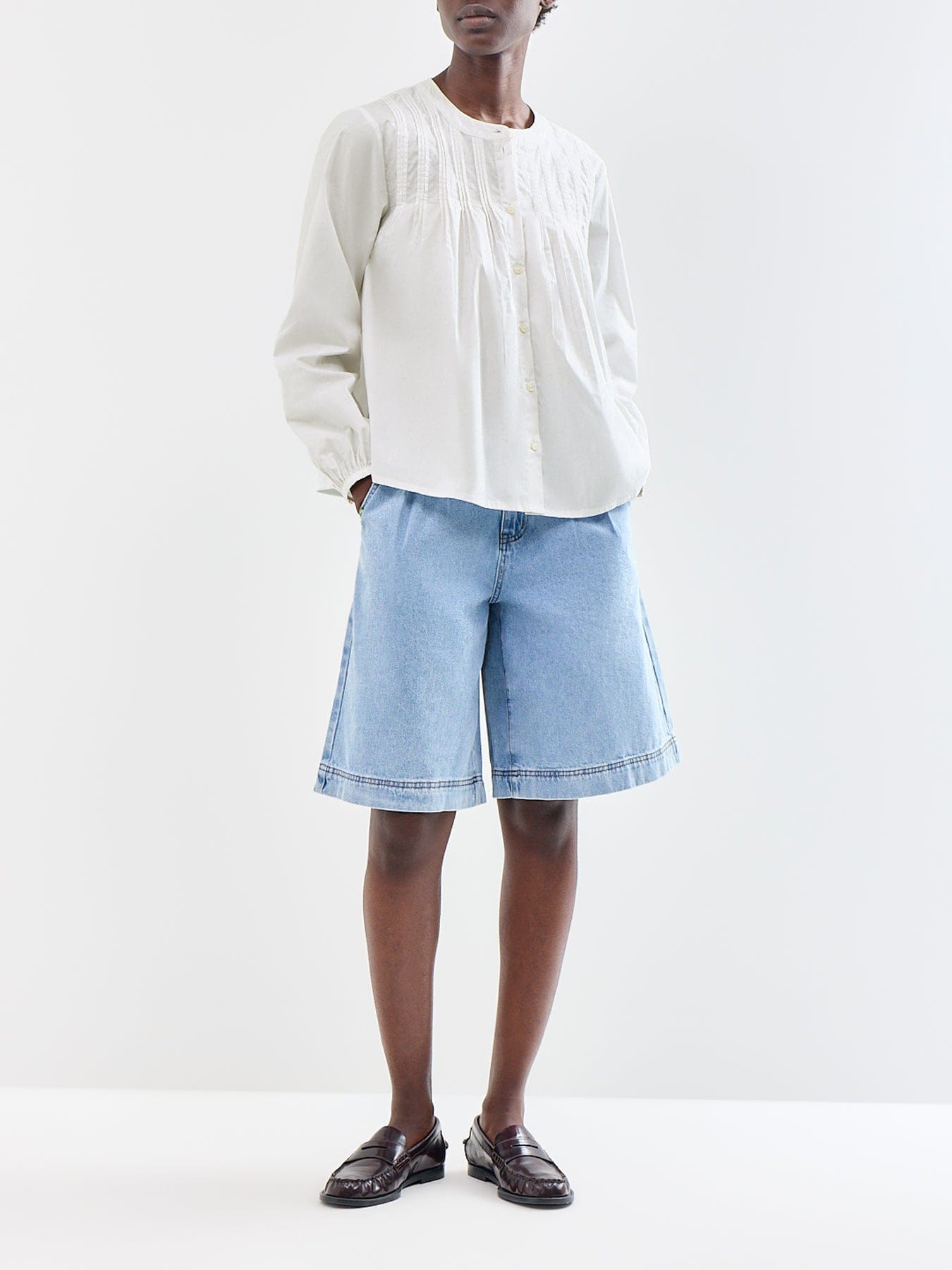 Selected Delia Pintuck Long Sleeve Shirt White