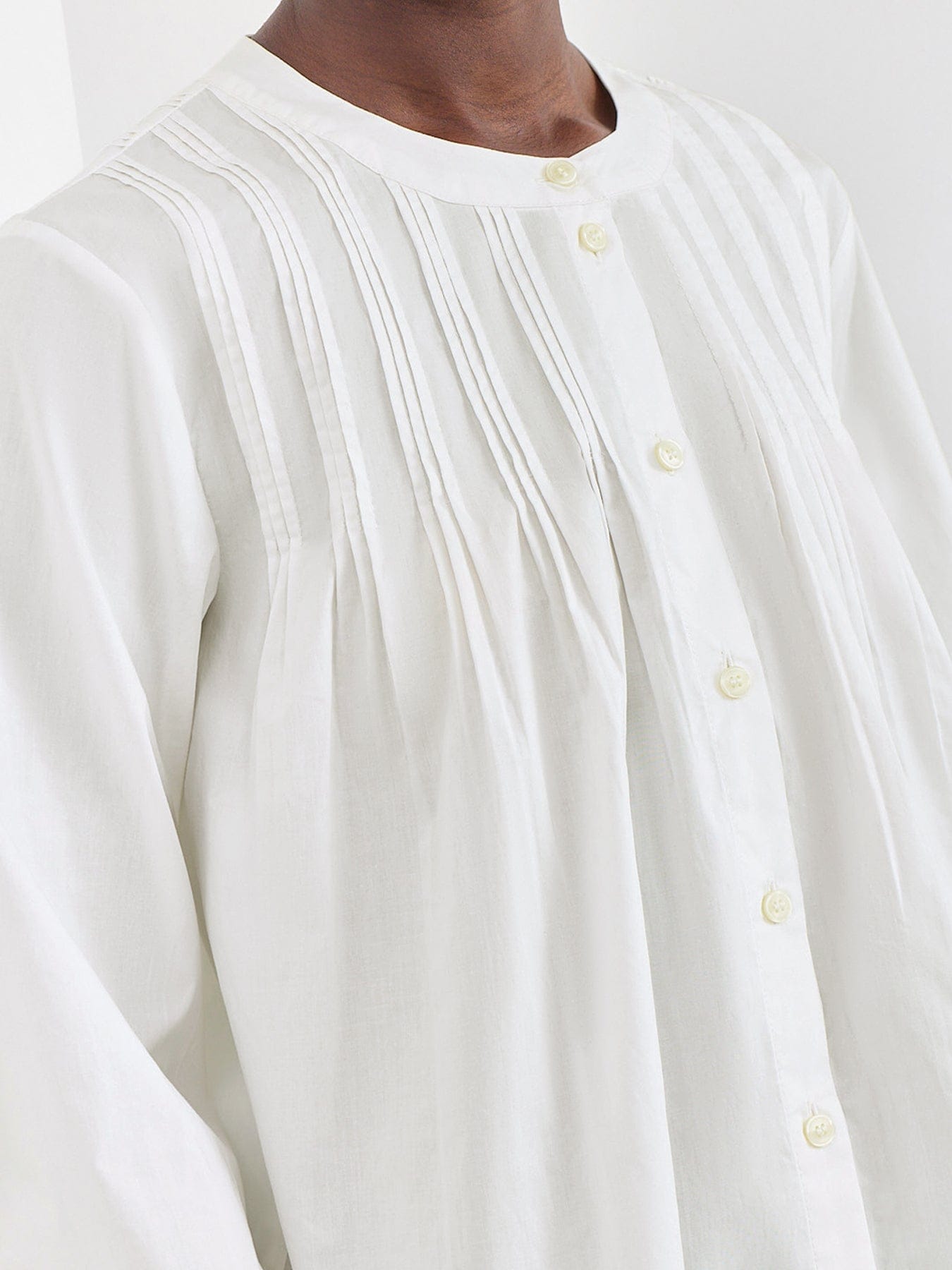 Selected Delia Pintuck Long Sleeve Shirt White