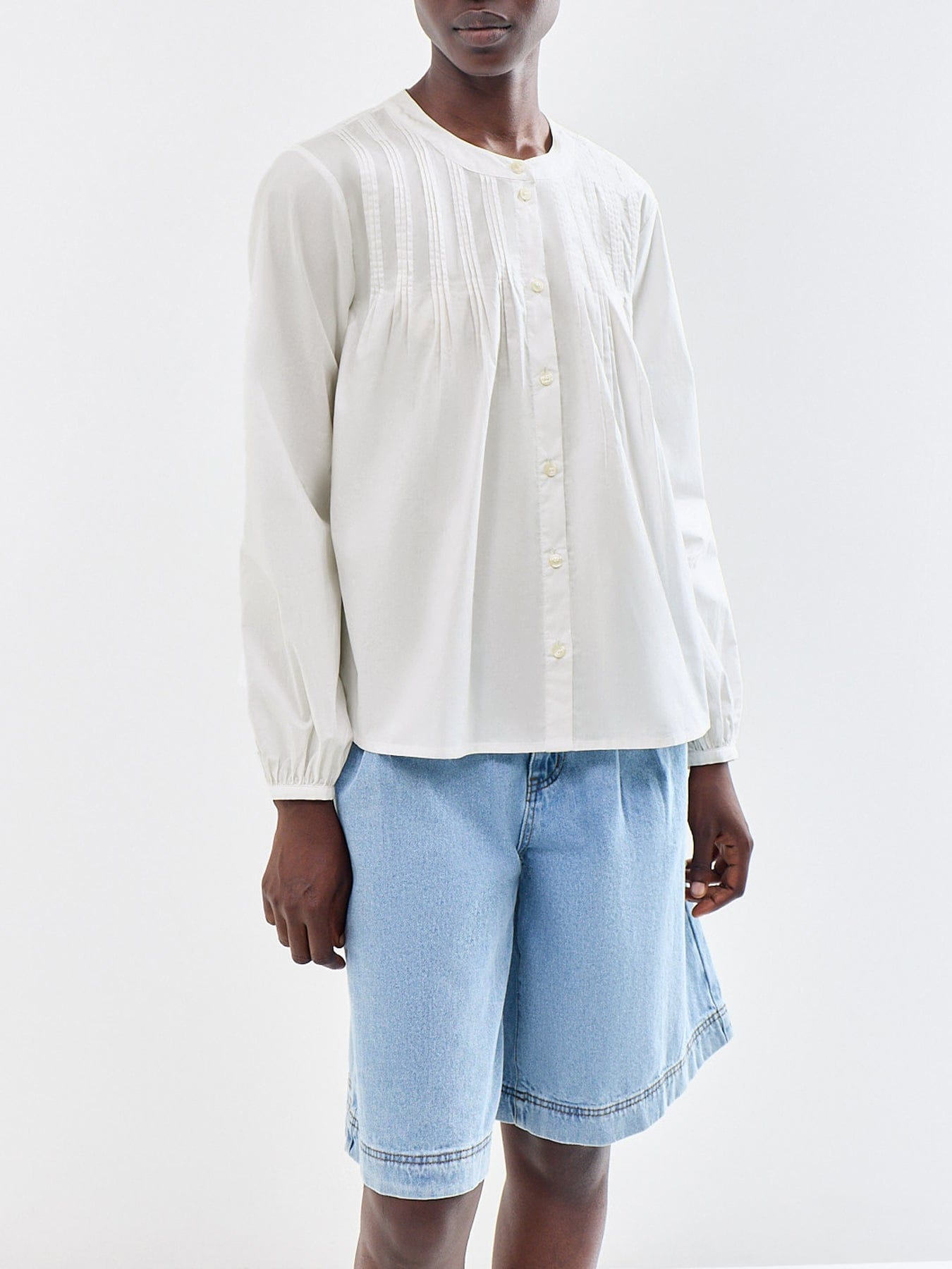Selected Delia Pintuck Long Sleeve Shirt White
