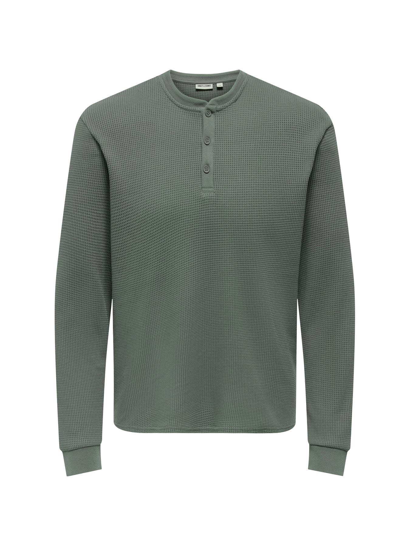Only & Sons Tobie Regular Fit Long Sleeve Henley T - Shirt Green